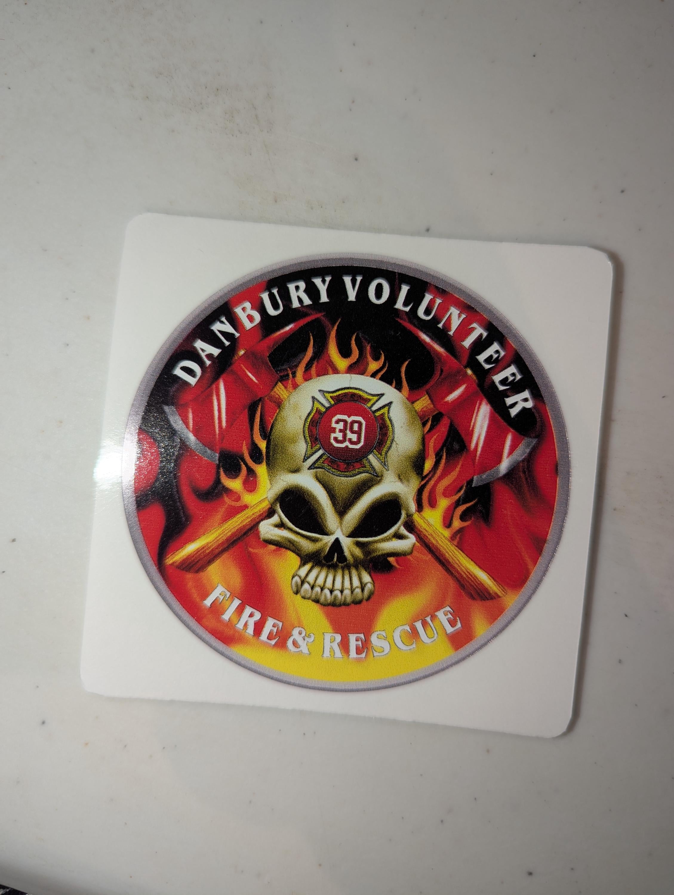 Custom Fire Department Flames Skull & Axes Flames Decal, Sticker (FireDecal40)