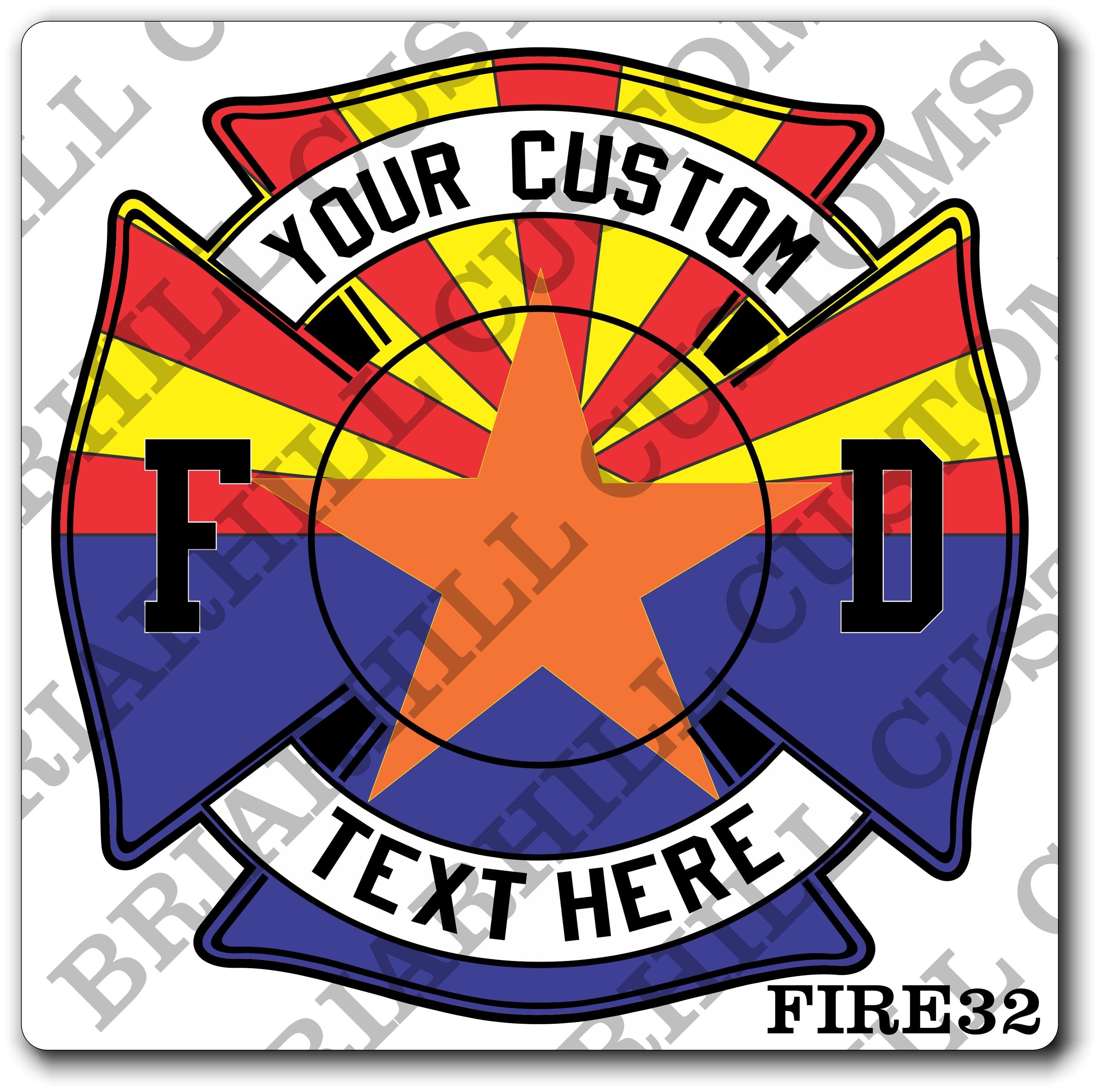 Custom Fire Department Arizona Flag Maltese Decal, Sticker (FireDecal32)