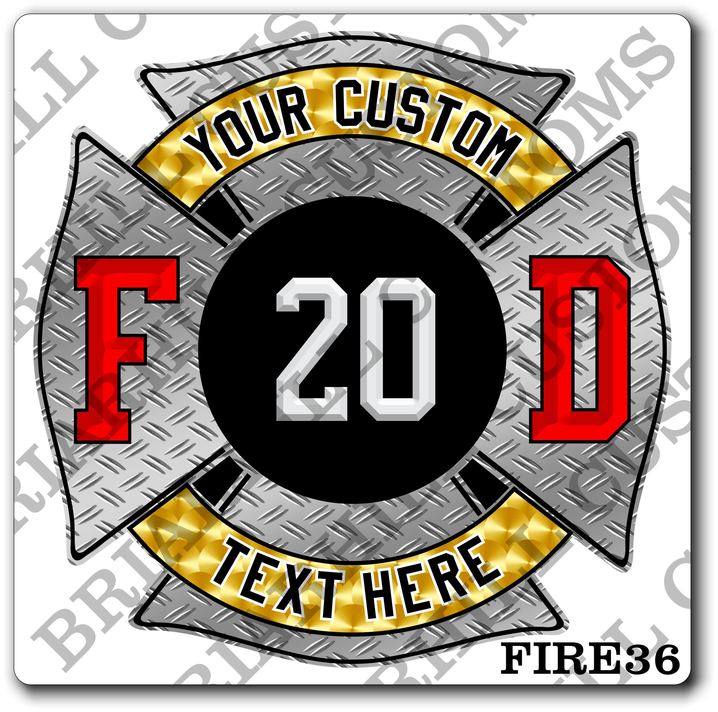 Custom Fire Department Diamond Plate Maltese Decal, Sticker (FireDecal36)