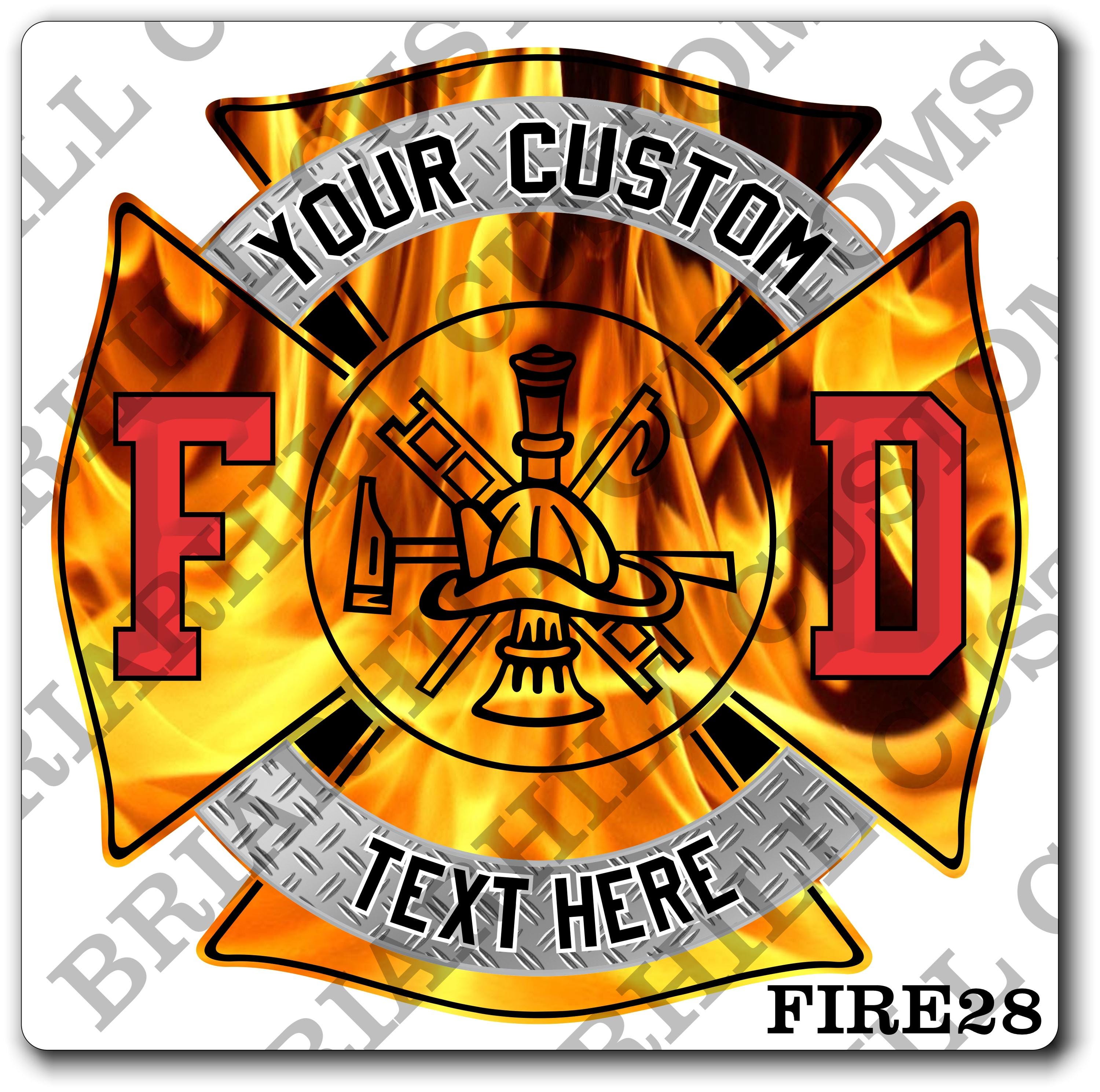 Custom Fire Department Flames Scramble Maltese Decal, Sticker (FireDecal28)