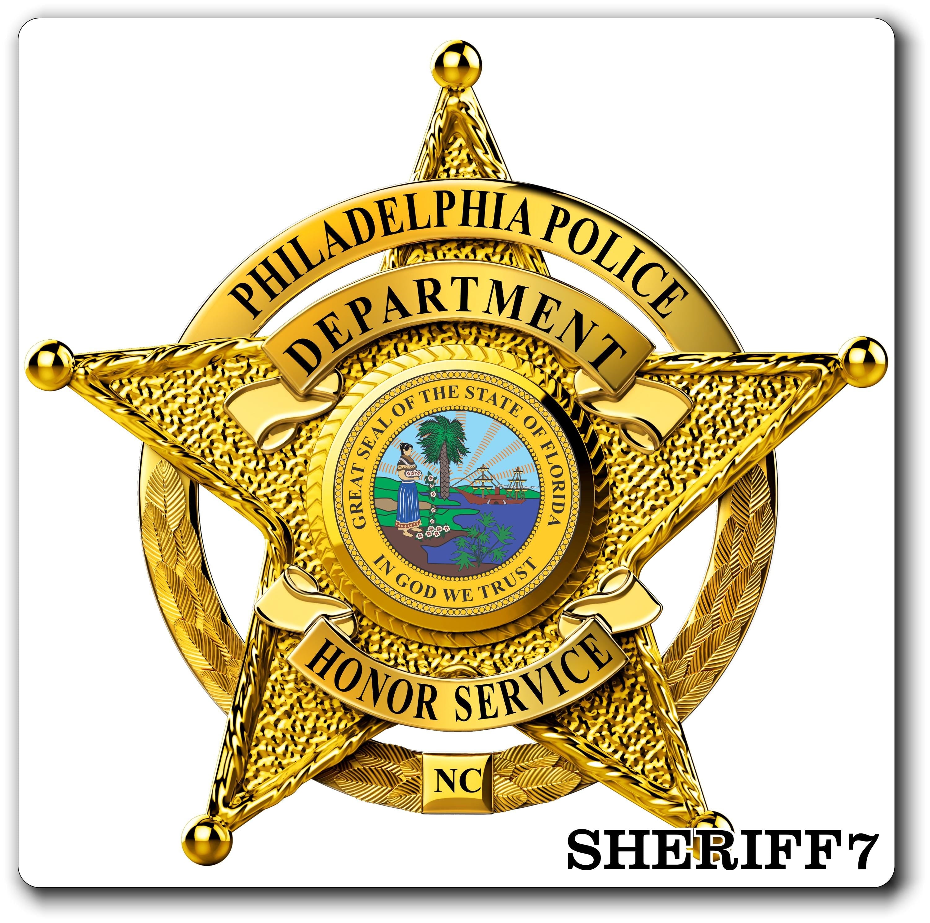 Custom Reflective Sheriff / Law Enforcement Badge Decal / Sticker (SheriffDecal7R)