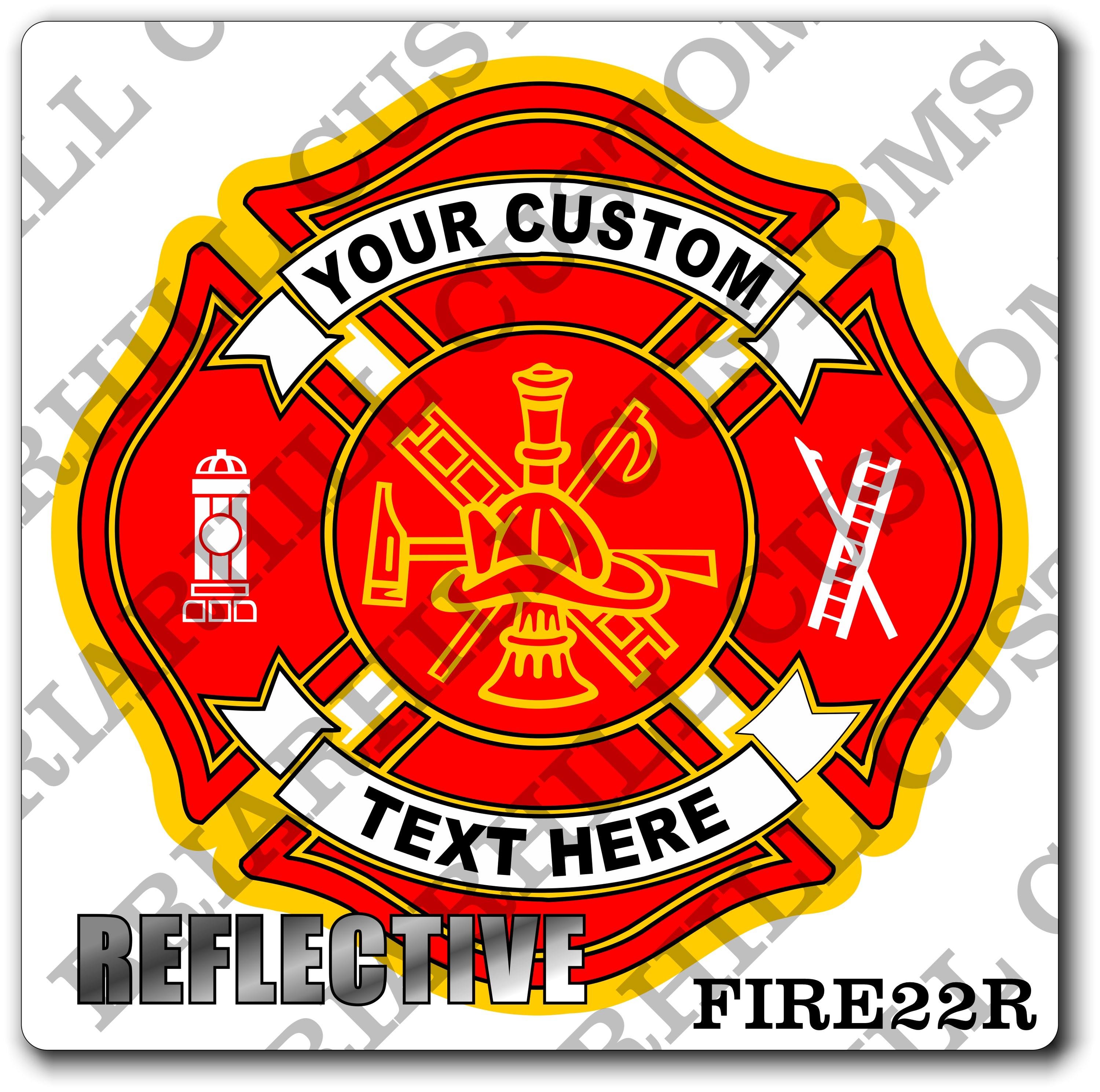 Custom Reflective Fire Department Maltese Decal, Sticker (FireDecal22R)