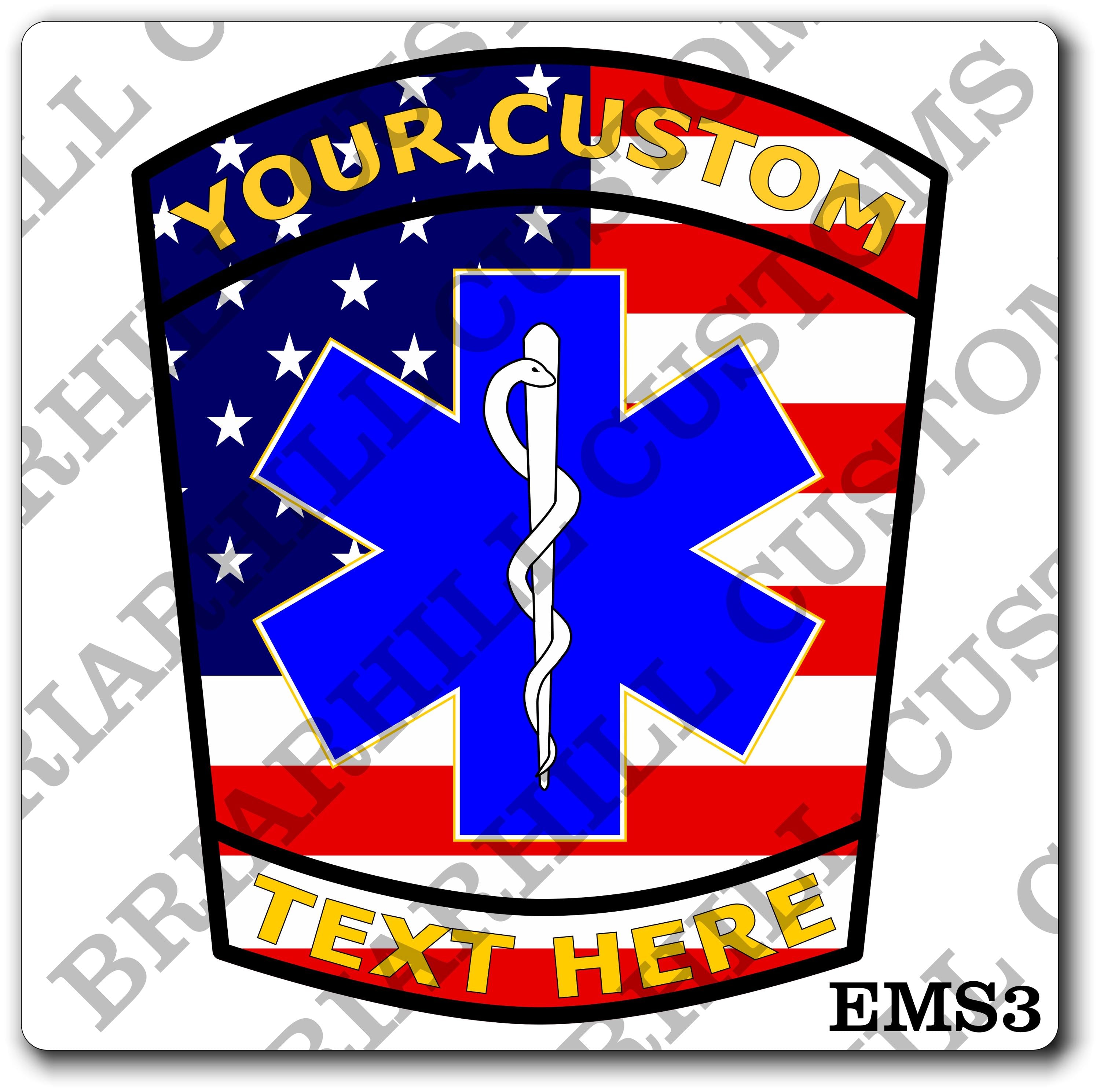 Custom American Flag Star of Life Decal, Sticker (EMSDecal3R)