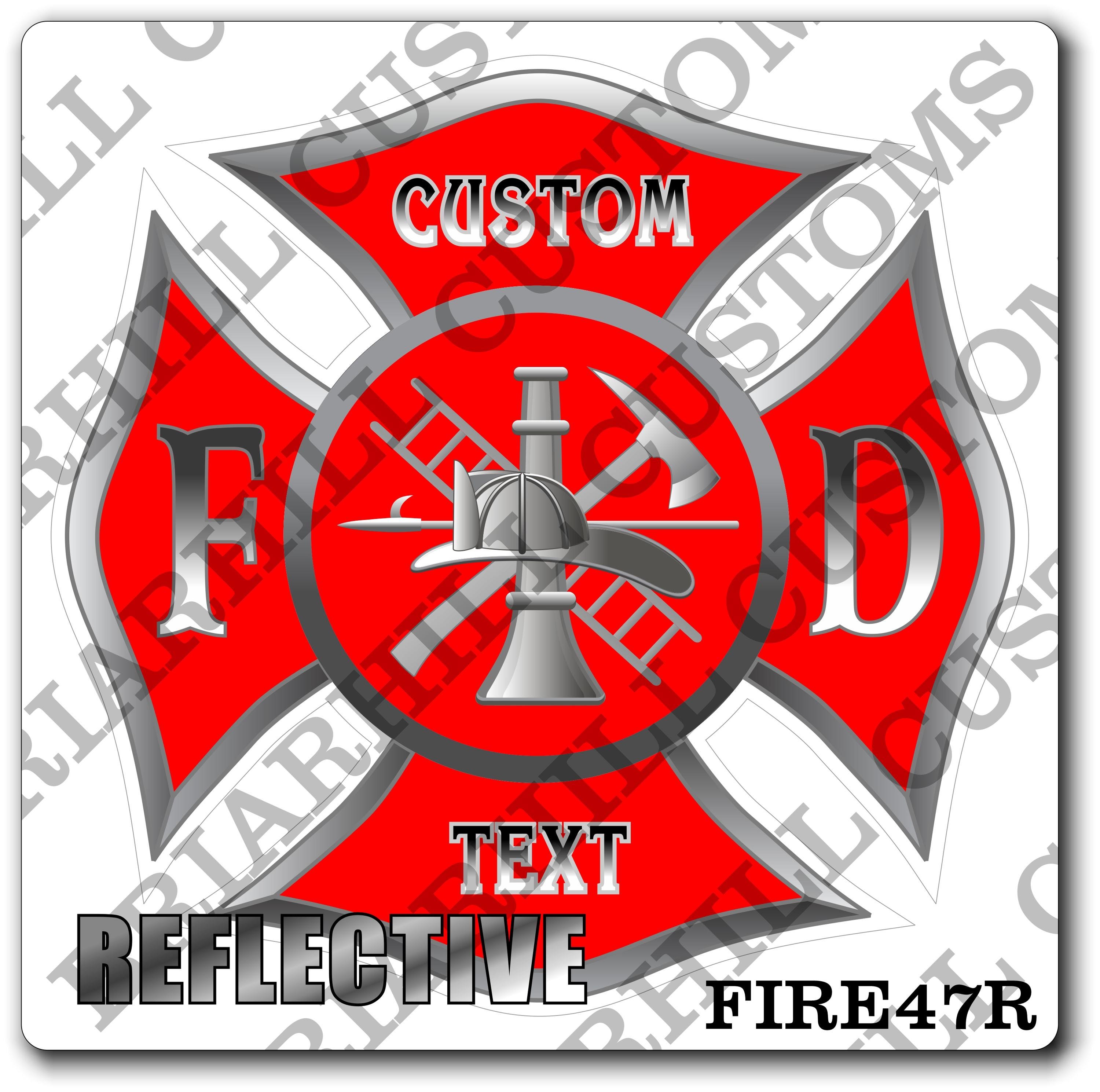Custom Reflective Fire Department Red Maltese Decal, Sticker (FireDecal47R)