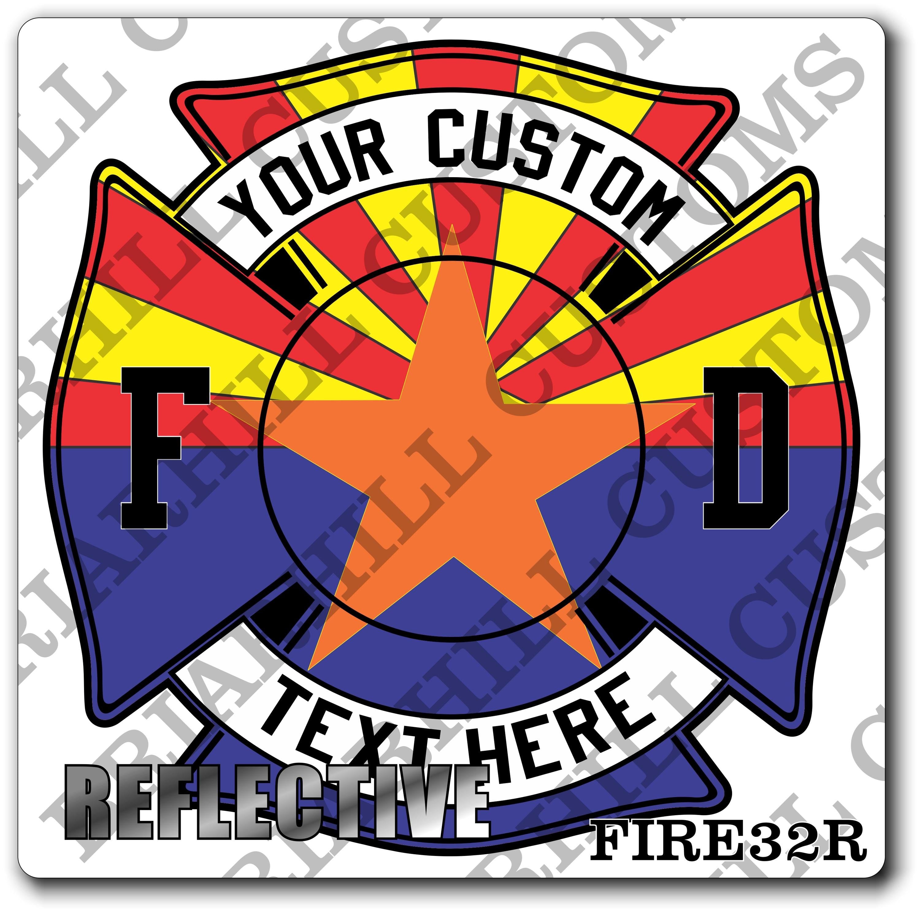 Custom Reflective Fire Department Arizona Flag Maltese Decal, Sticker (FireDecal32R)
