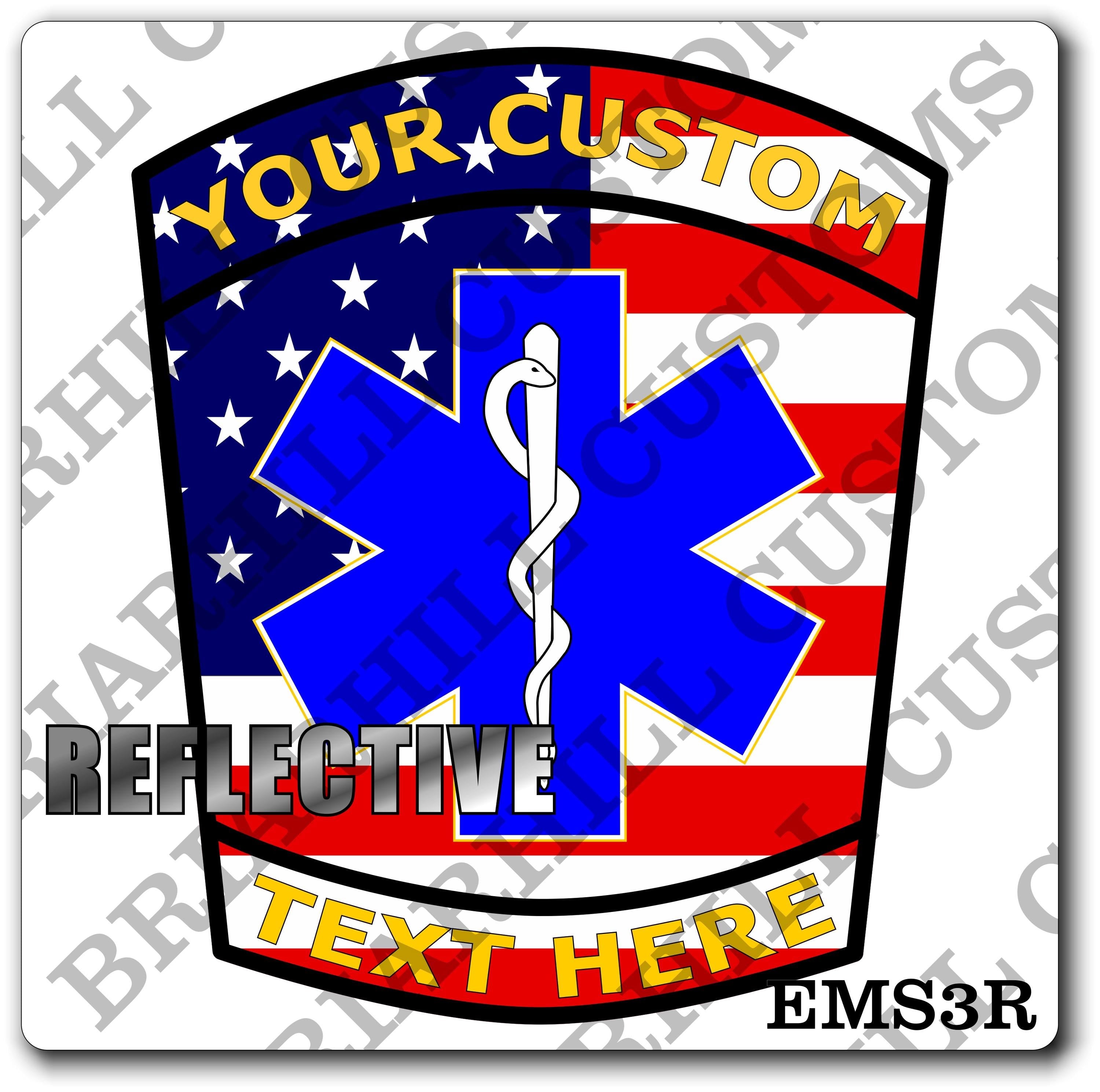 Custom American Flag Star of Life Decal, Sticker (EMSDecal3R)