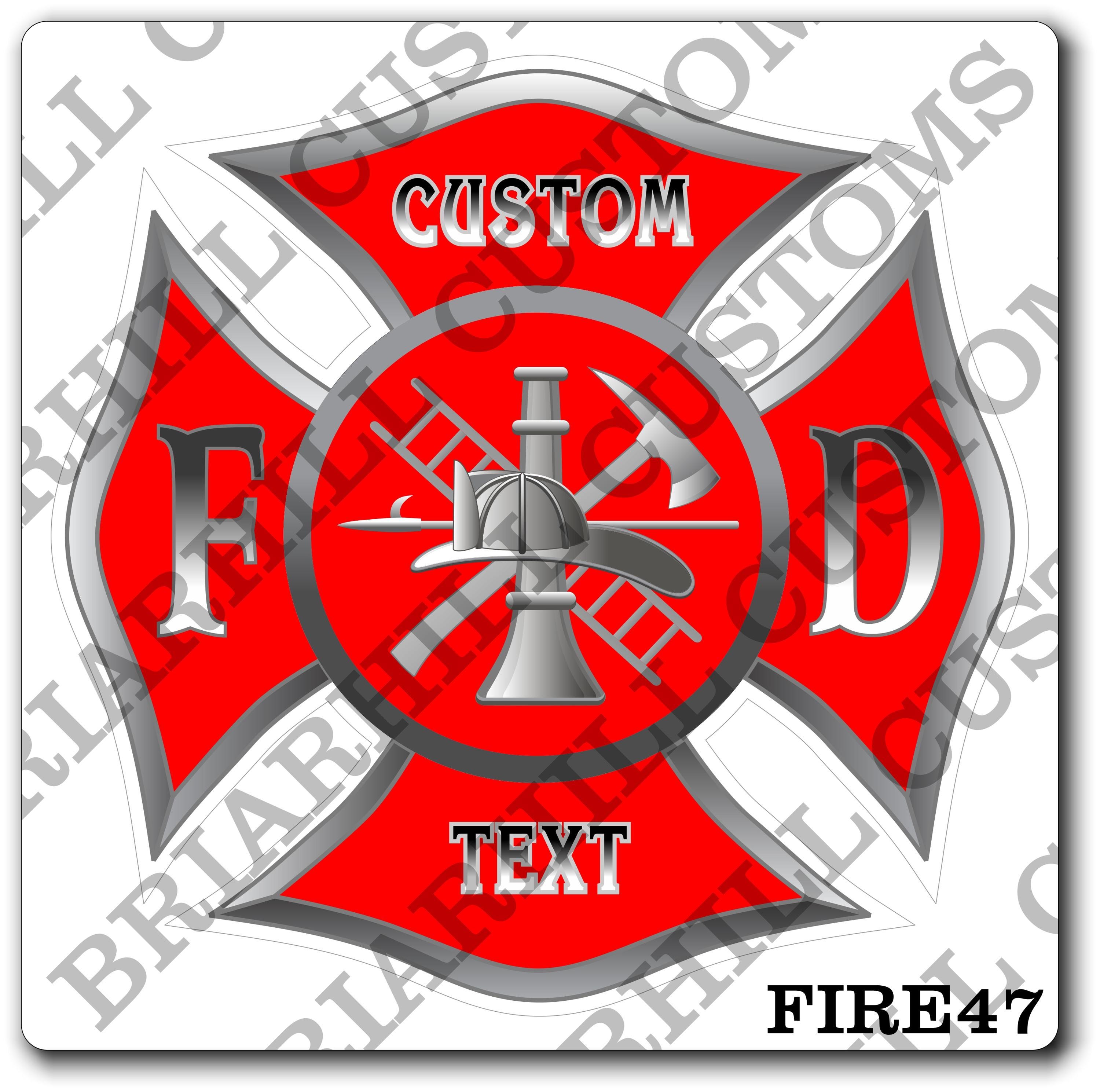 Custom Reflective Fire Department Red Maltese Decal, Sticker (FireDecal47R)