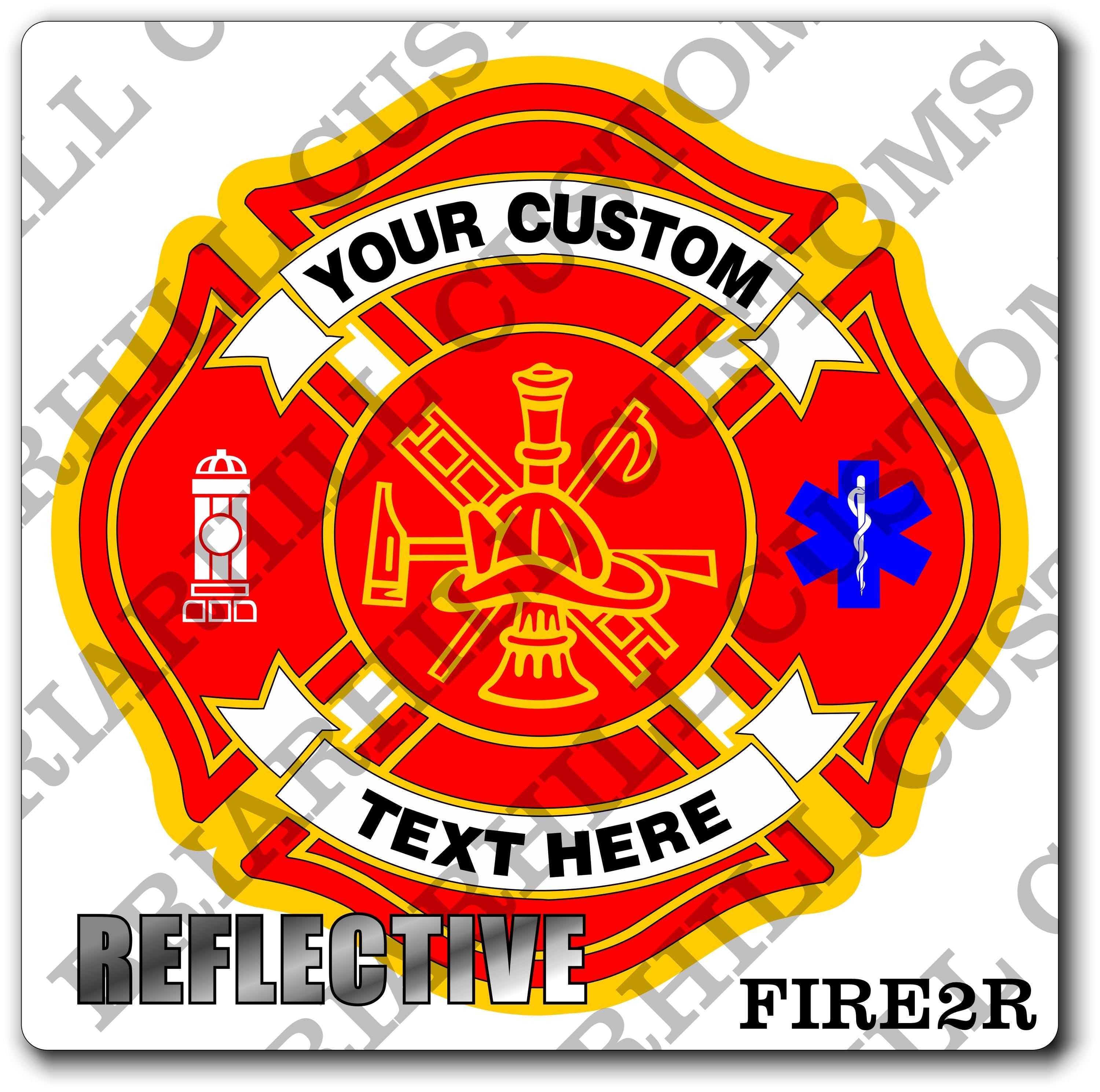Custom Reflective Fire Department Maltese Decal, Sticker (FireDecal2R)