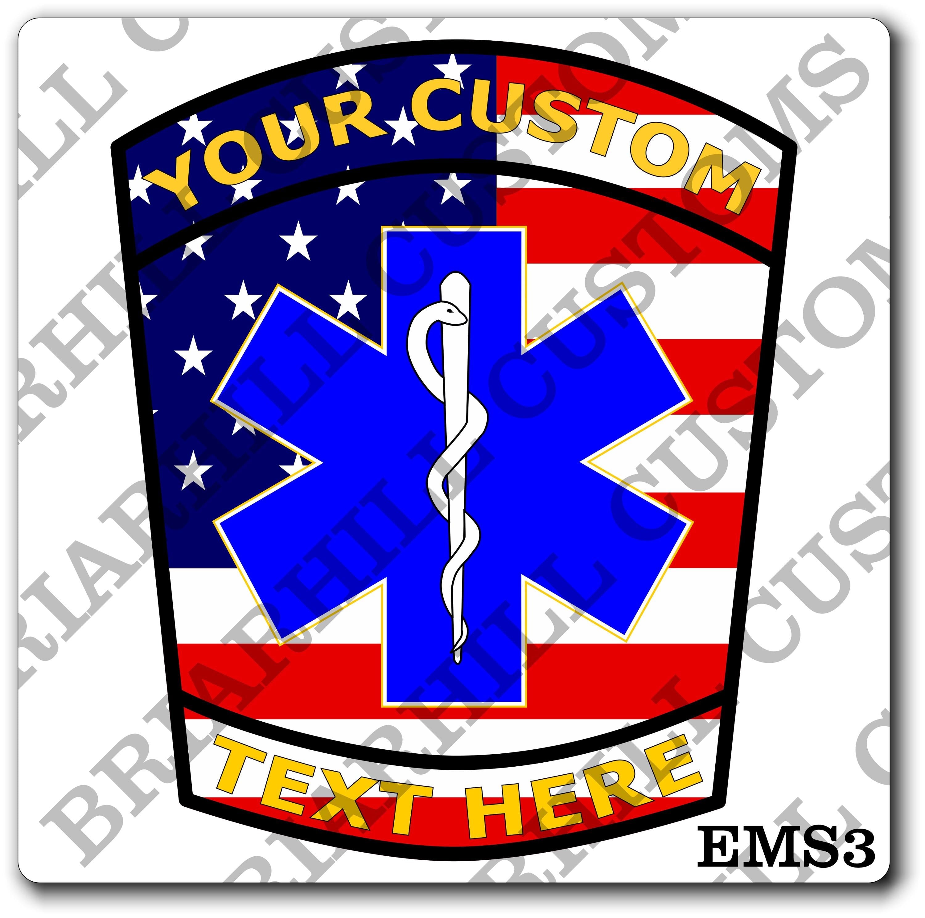Custom American Flag Star of Life Decal, Sticker (EMSDecal3)