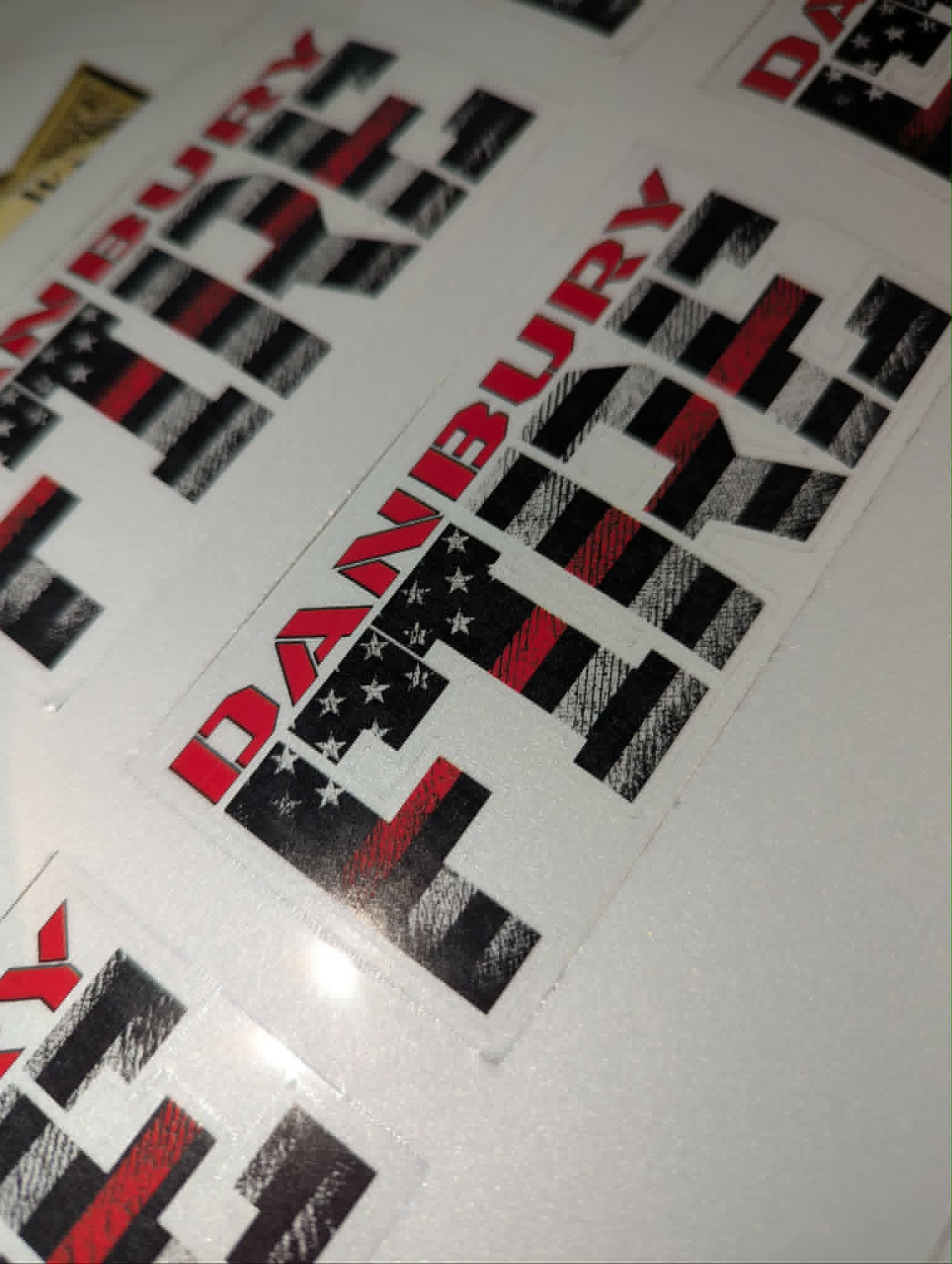 Custom Fire Department Red Line Flag Decal, Sticker (FireDecal60)