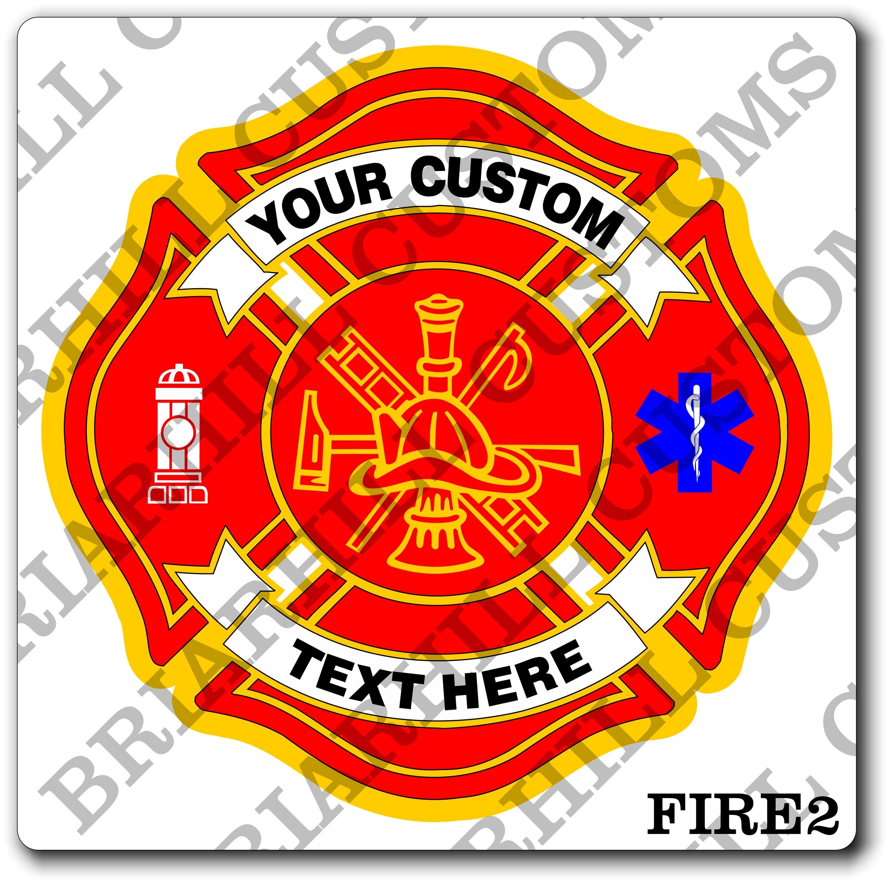 Custom Reflective Fire Department Maltese Decal, Sticker (FireDecal2R)