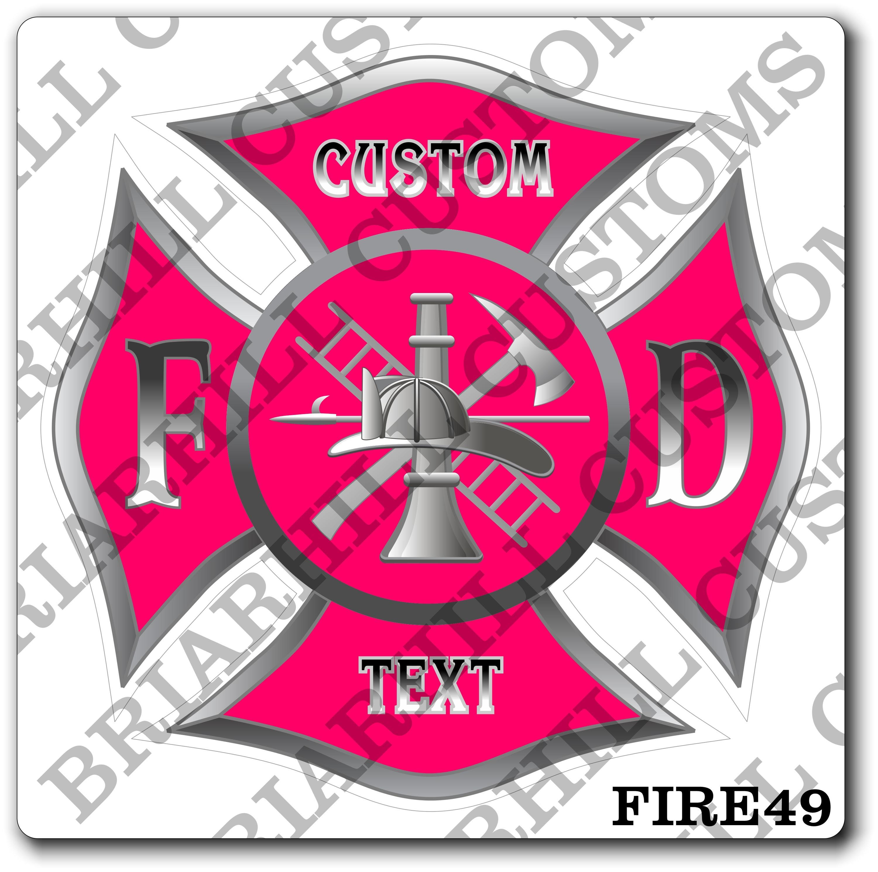 Custom Fire Department Pink Maltese Decal, Sticker (FireDecal49)