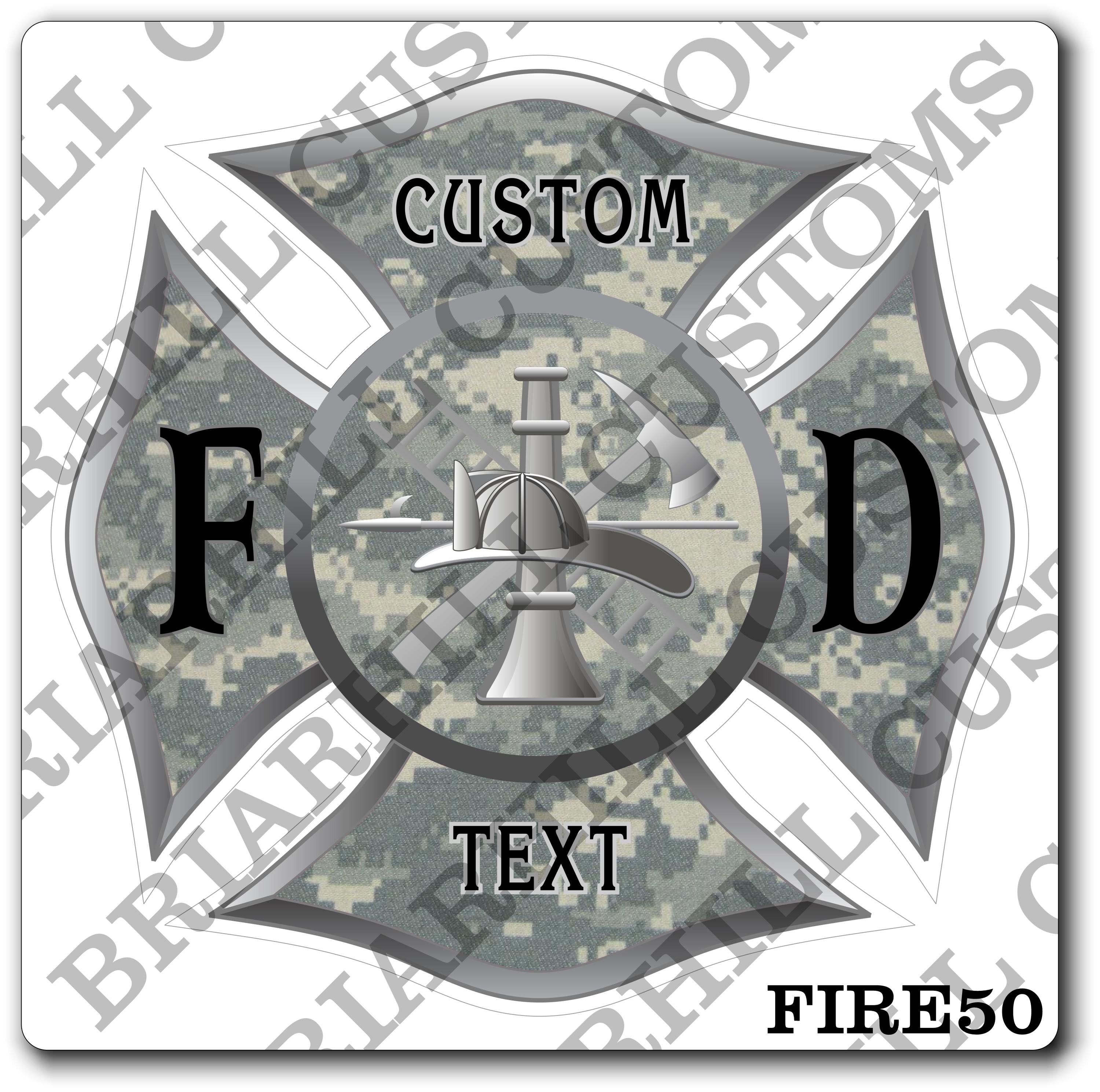 Custom Fire Department Digital Camo Maltese Decal, Sticker (FireDecal50)