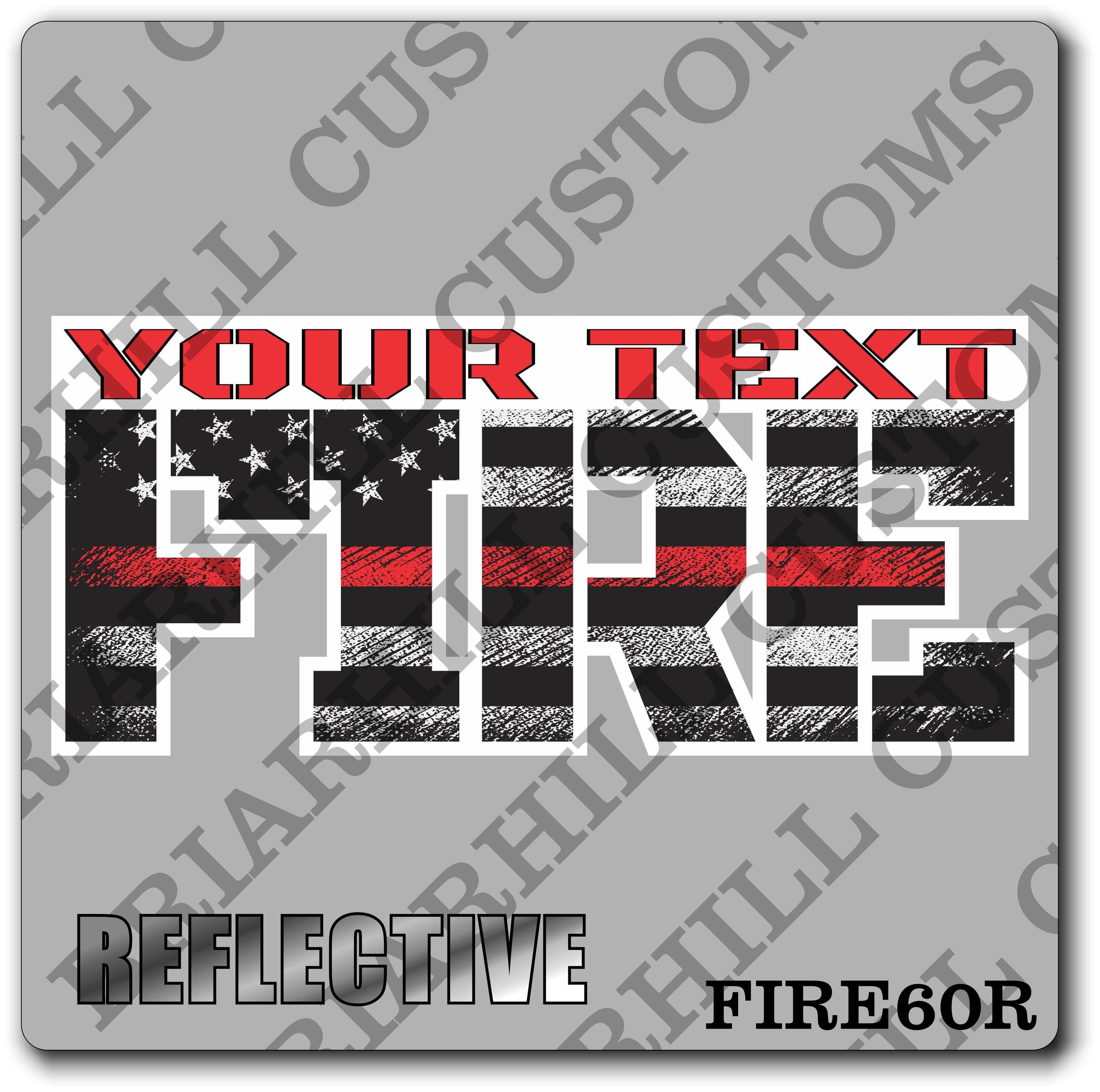 Custom Reflective Fire Department Red Line Flag Decal, Sticker (FireDecal60R)