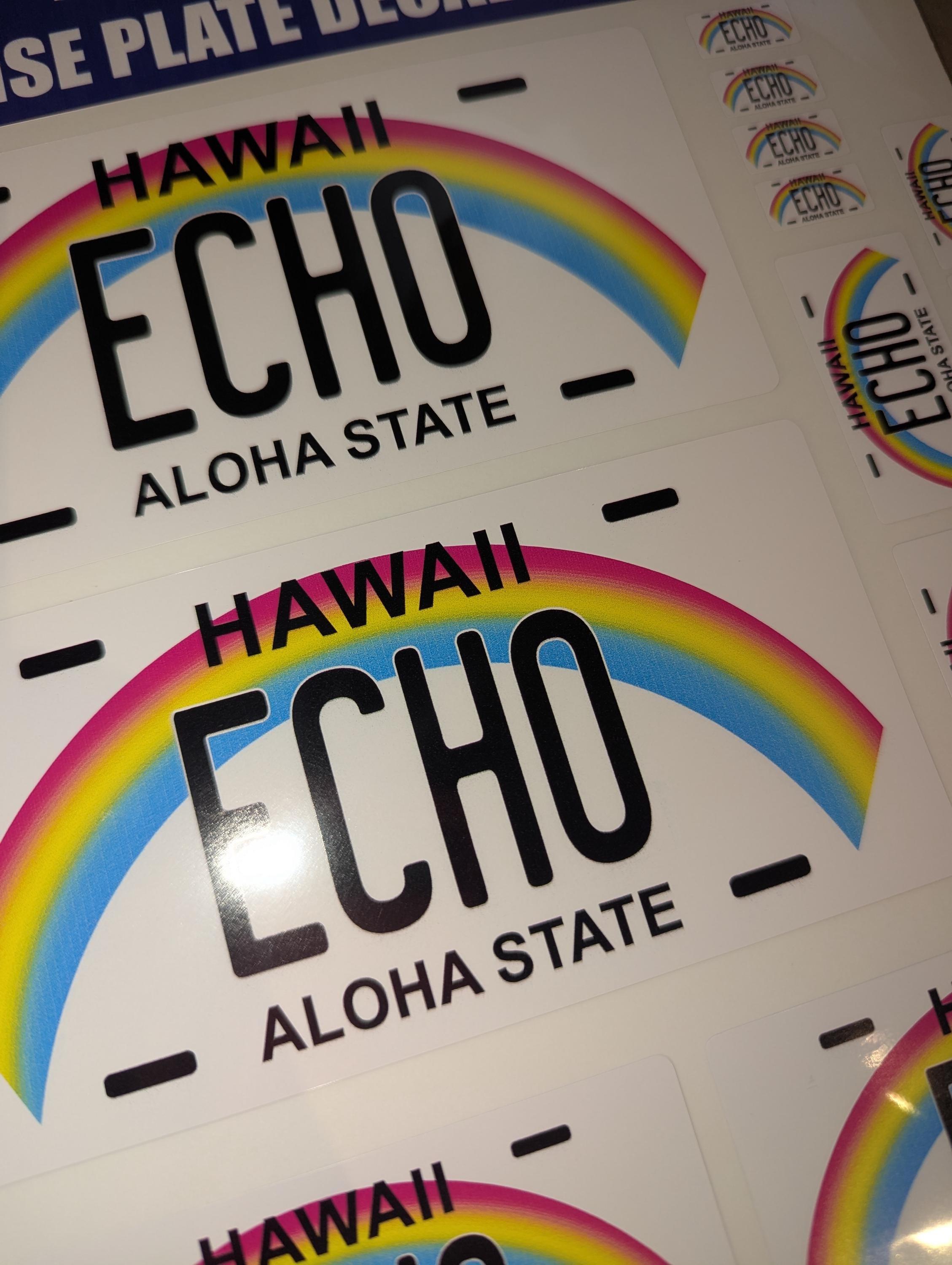 Personalized Hawaii License Plate Decals - Stickers Version 1 ( Sheet of 14 Stickers )