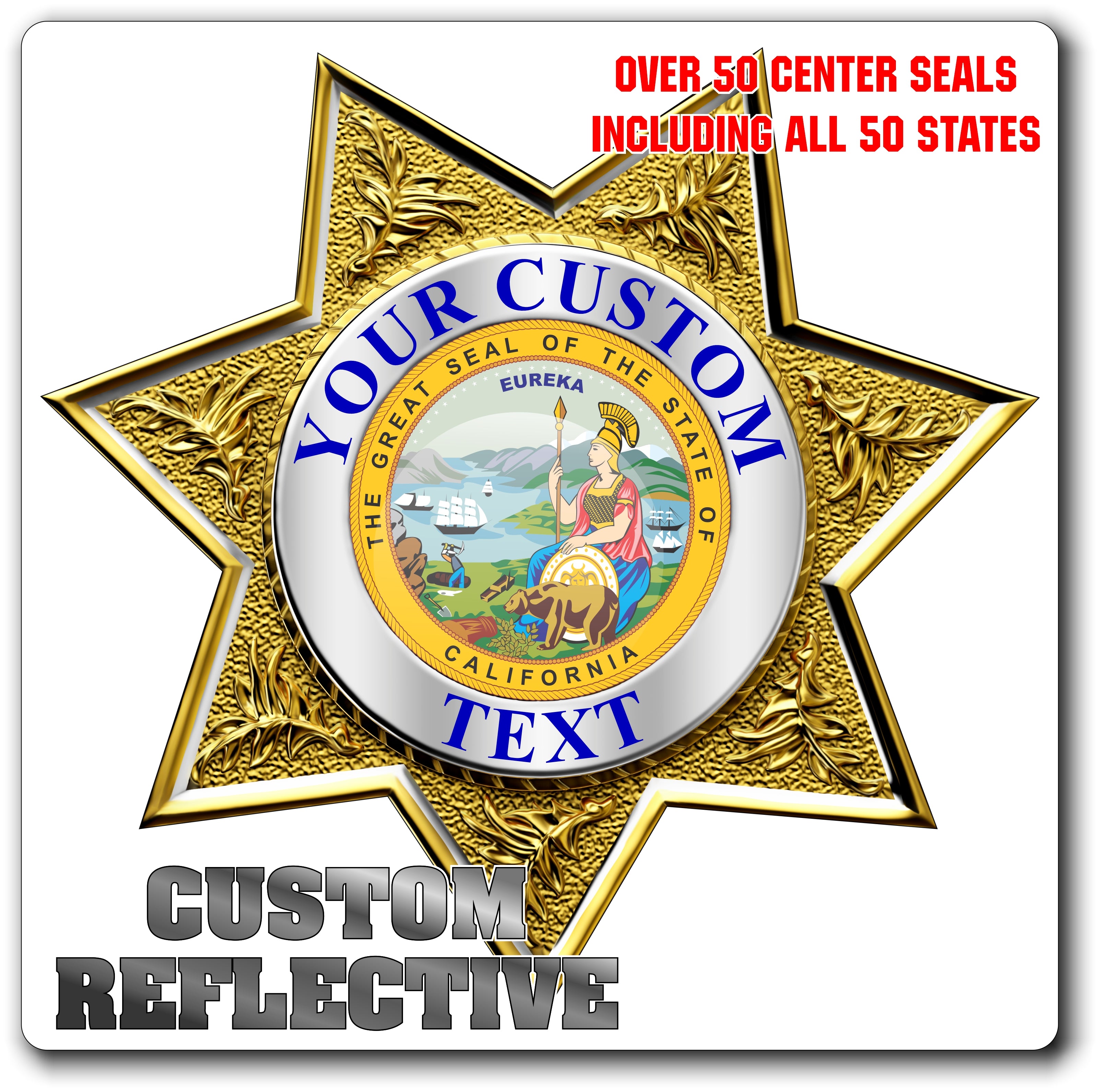 Custom Reflective Police / Law Enforcement Badge Decal / Sticker (PoliceDecal15R)