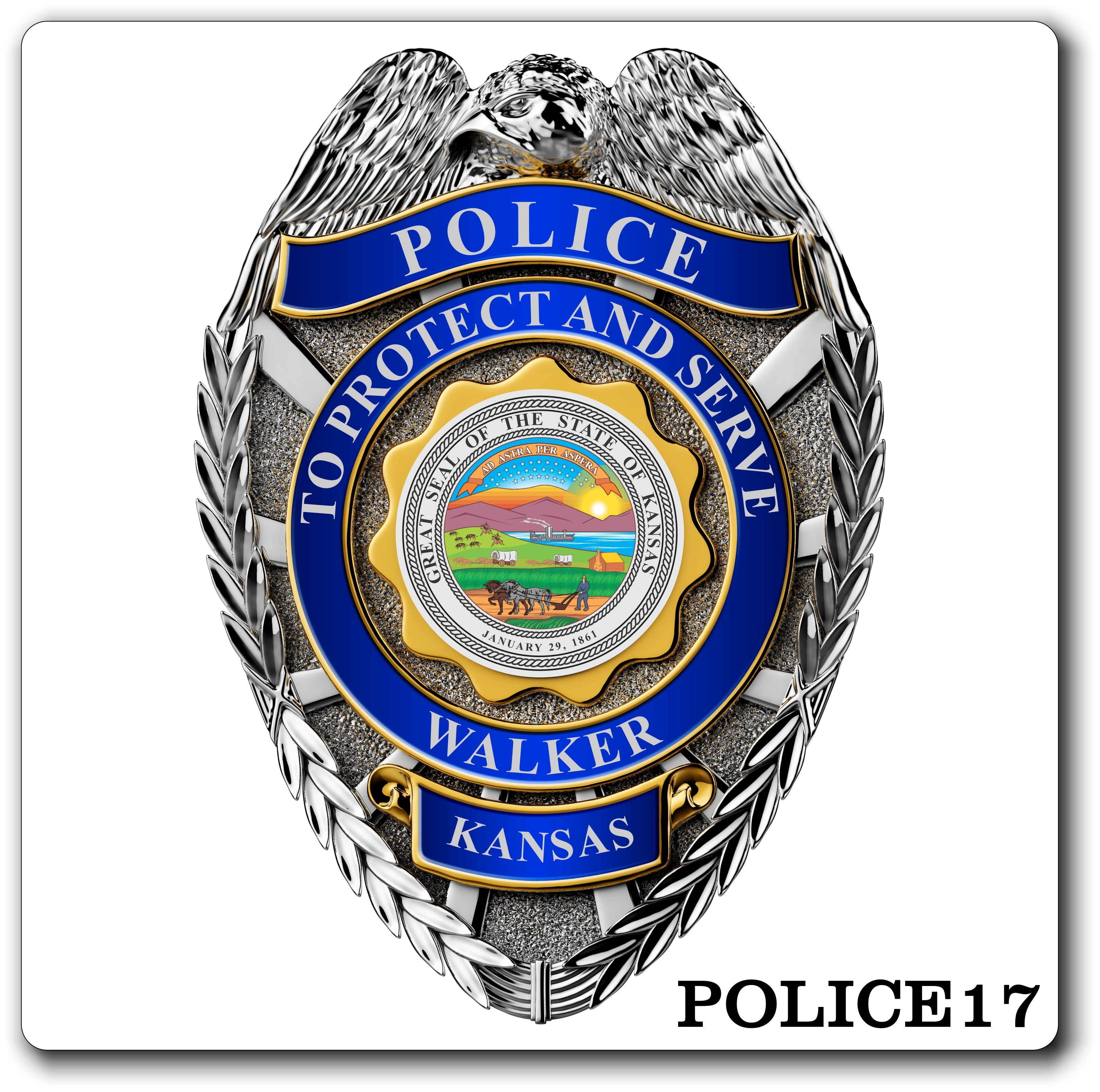 Custom Reflective Police / Law Enforcement Badge Decal / Sticker (PoliceDecal17R)
