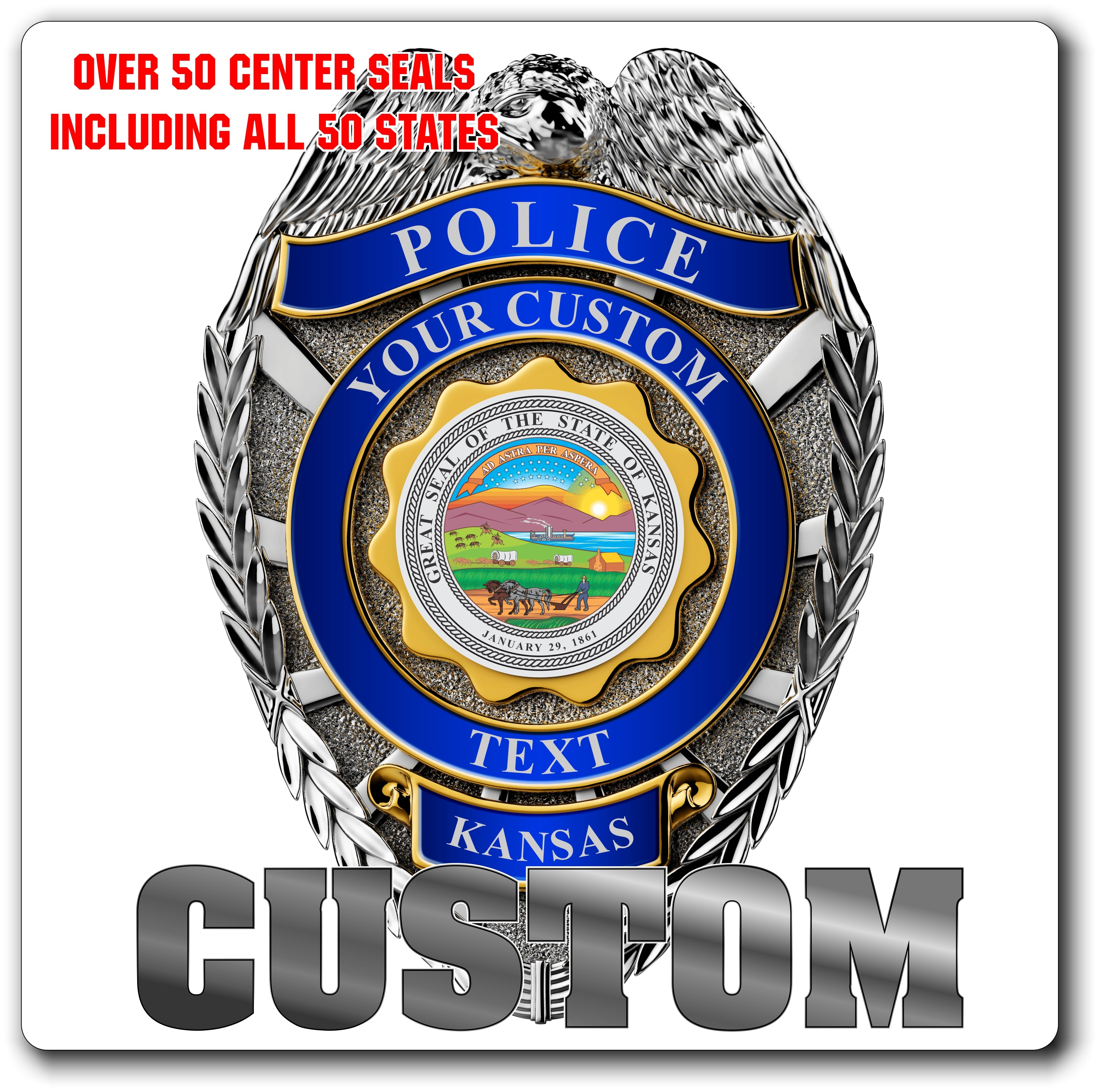 Custom Police / Law Enforcement Badge Decal / Sticker (PoliceDecal17)