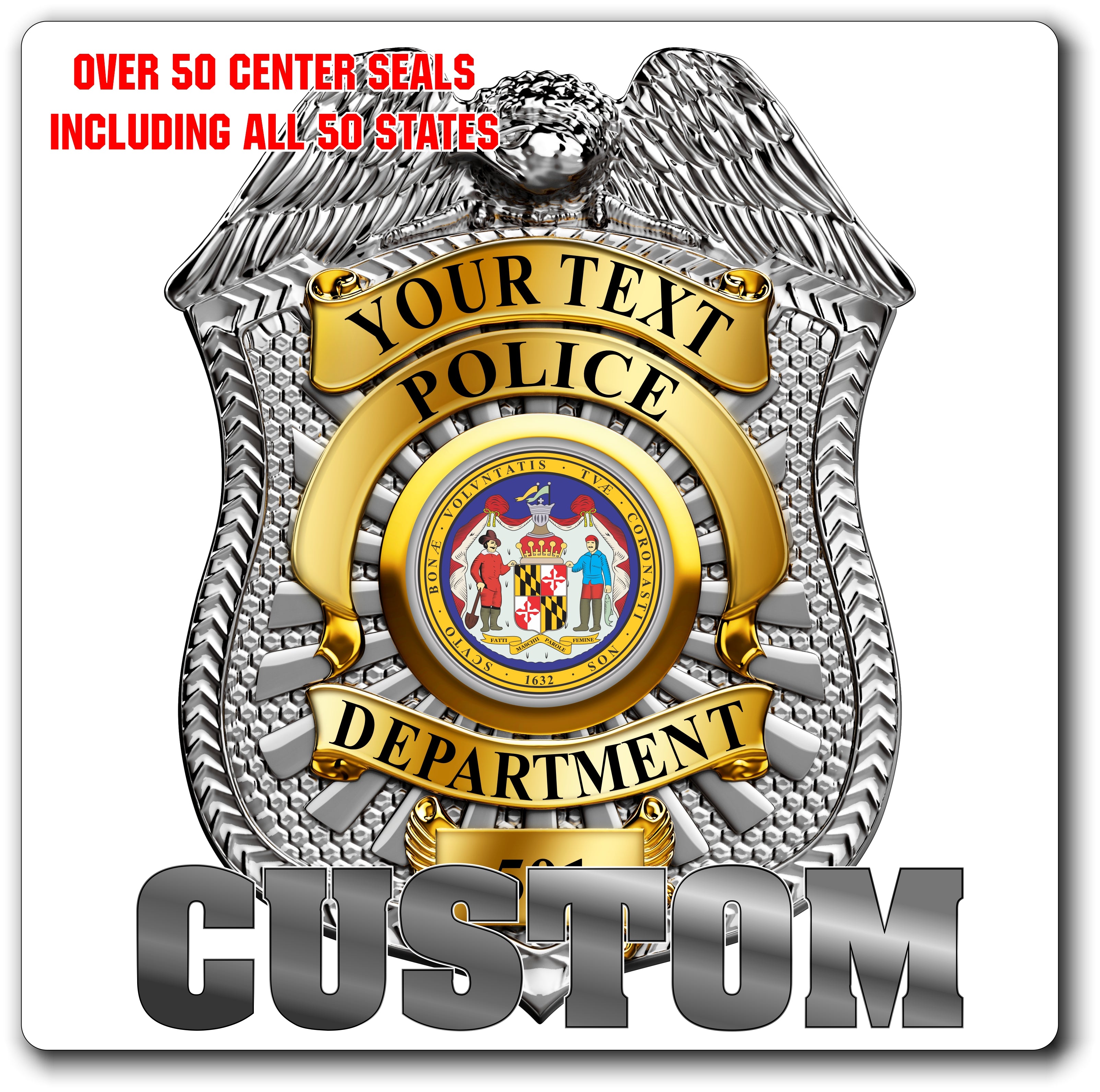 Custom Police / Law Enforcement Badge Decal / Sticker (PoliceDecal18)