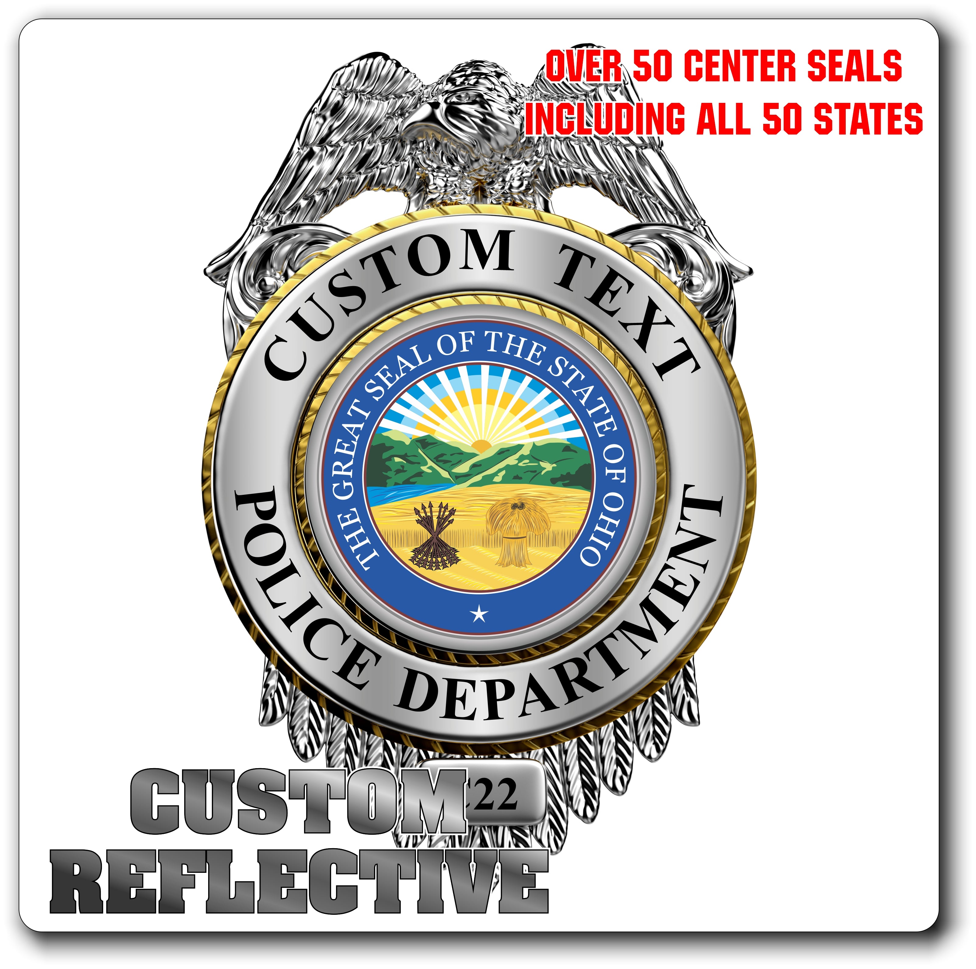 Custom Reflective Police / Law Enforcement Badge Decal / Sticker (PoliceDecal19R)