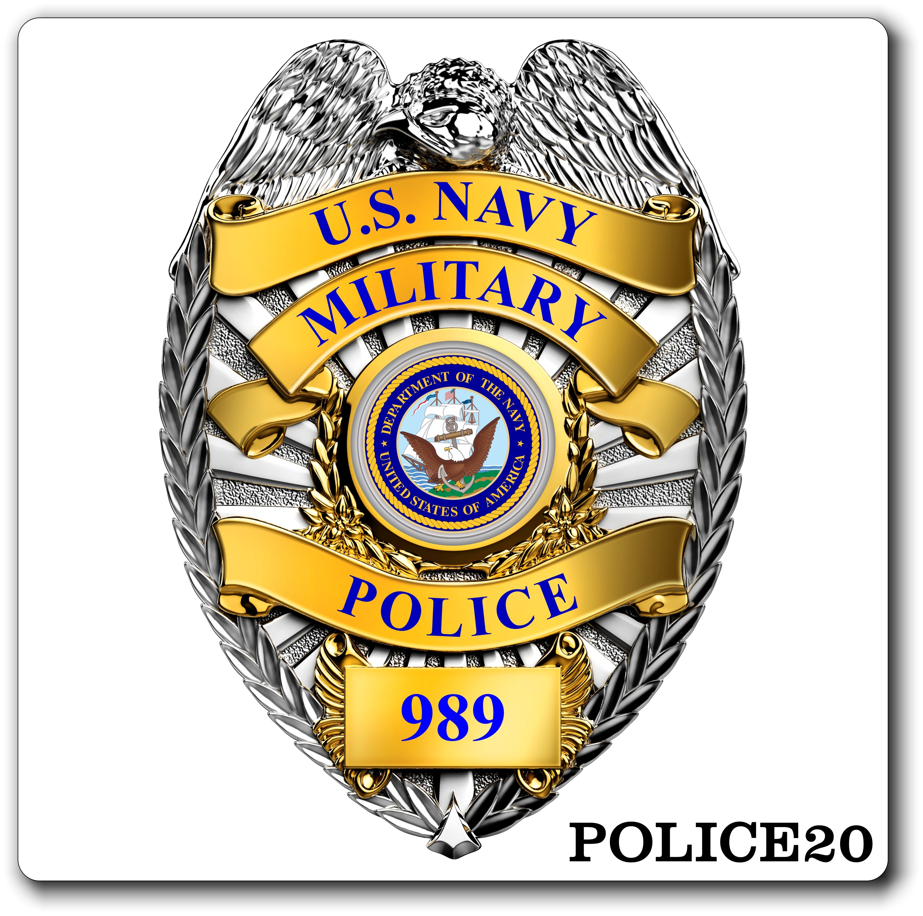 Custom Reflective Police/ Law Enforcement Badge Decal / Sticker (PoliceDecal20R)