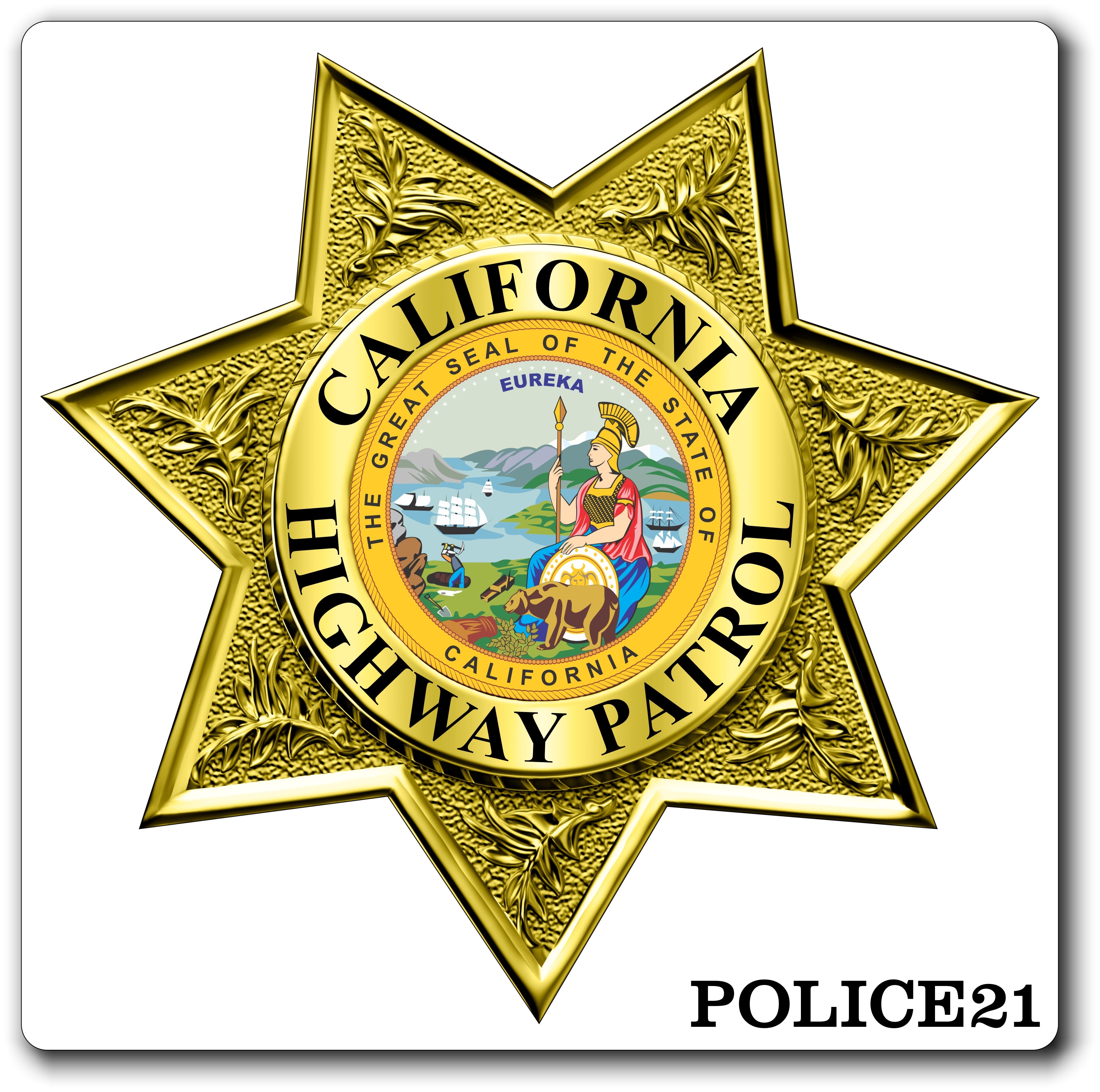 Custom Reflective Police / Law Enforcement Badge Decal / Sticker (PoliceDecal21R)