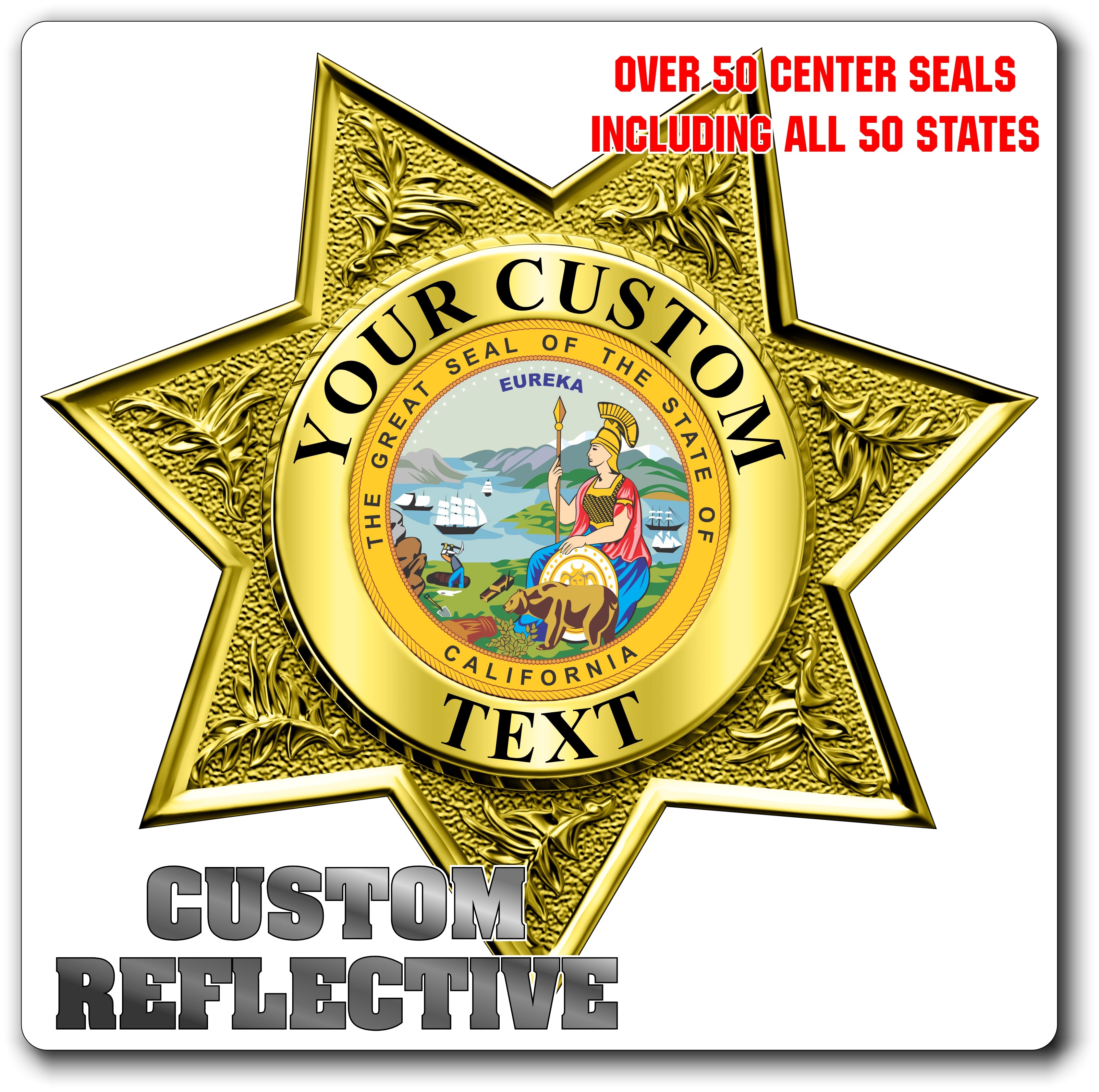 Custom Reflective Police / Law Enforcement Badge Decal / Sticker (PoliceDecal21R)