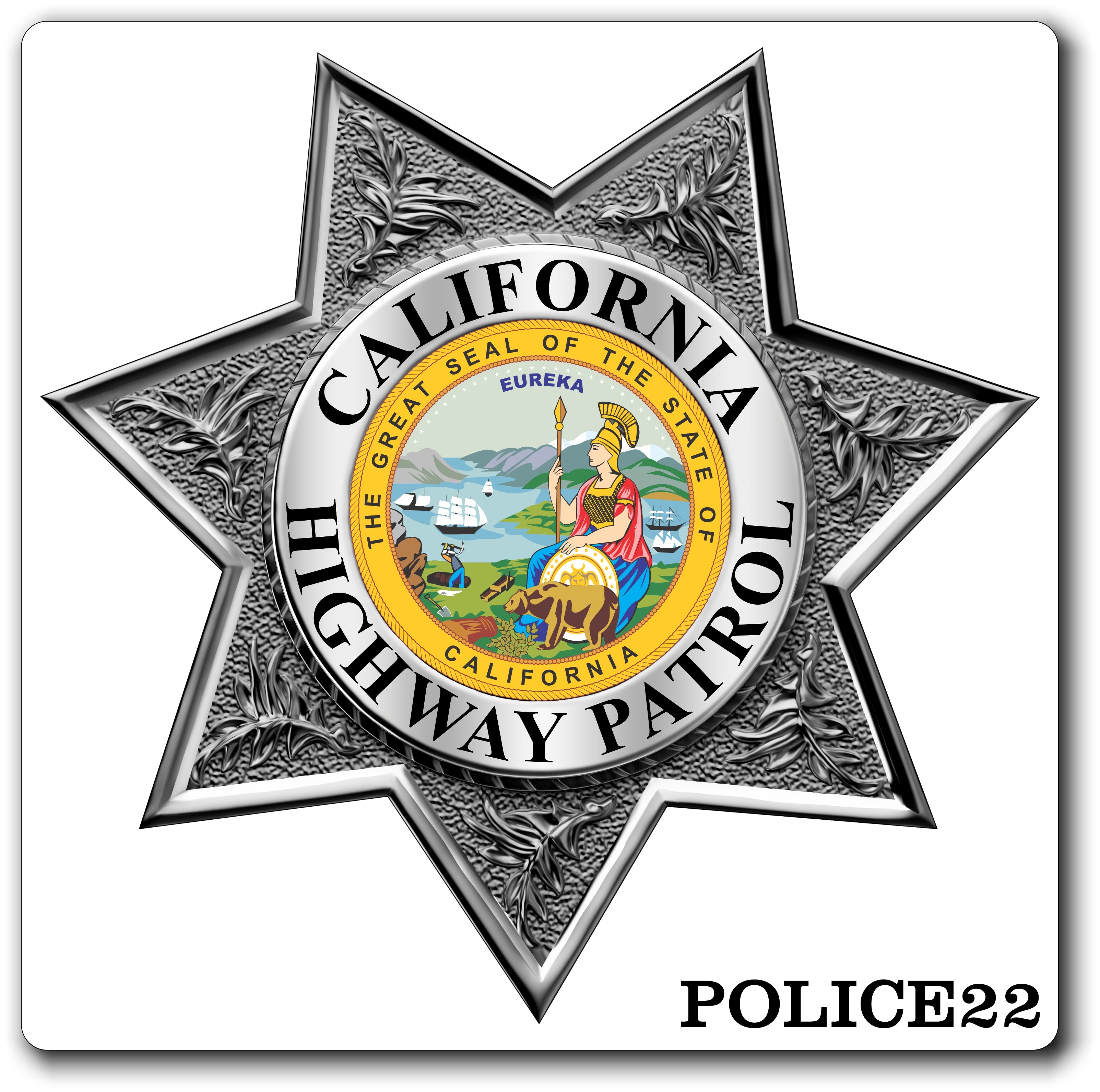 Custom Reflective Police / Law Enforcement Badge Decal / Sticker (PoliceDecal22R)