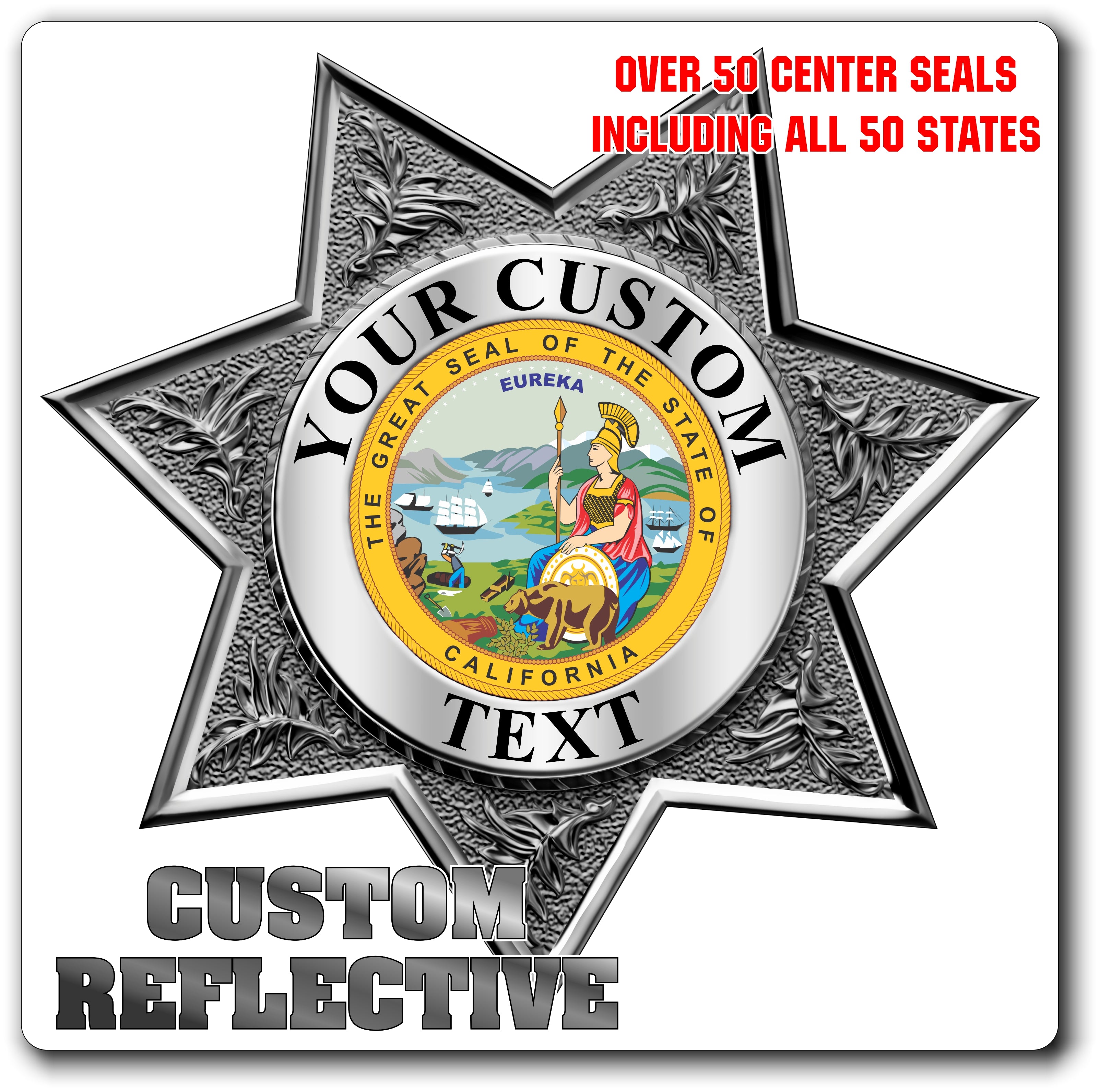 Custom Reflective Police / Law Enforcement Badge Decal / Sticker (PoliceDecal22R)