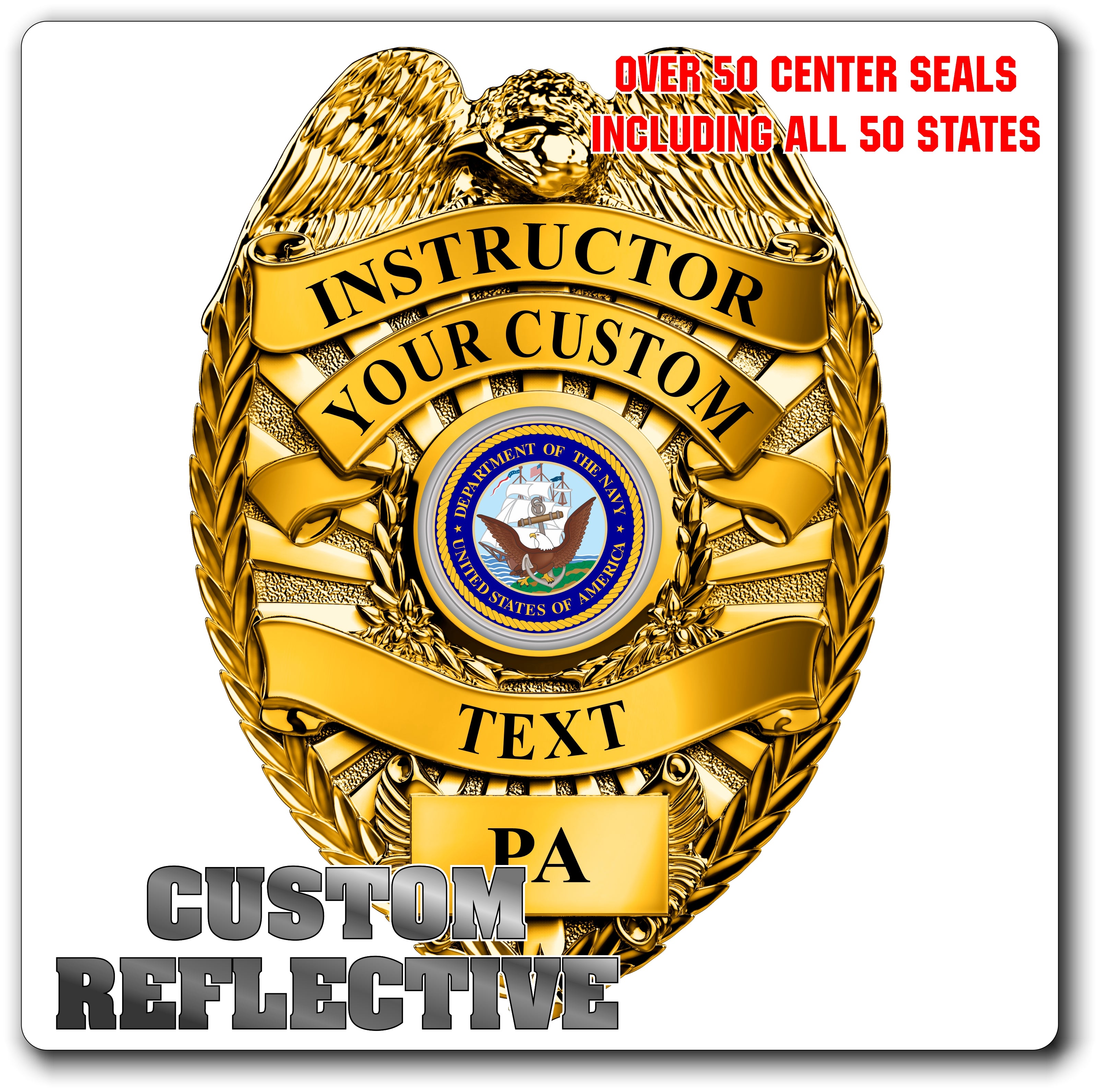 Custom Reflective Police/ Law Enforcement Badge Decal / Sticker (PoliceDecal23R)