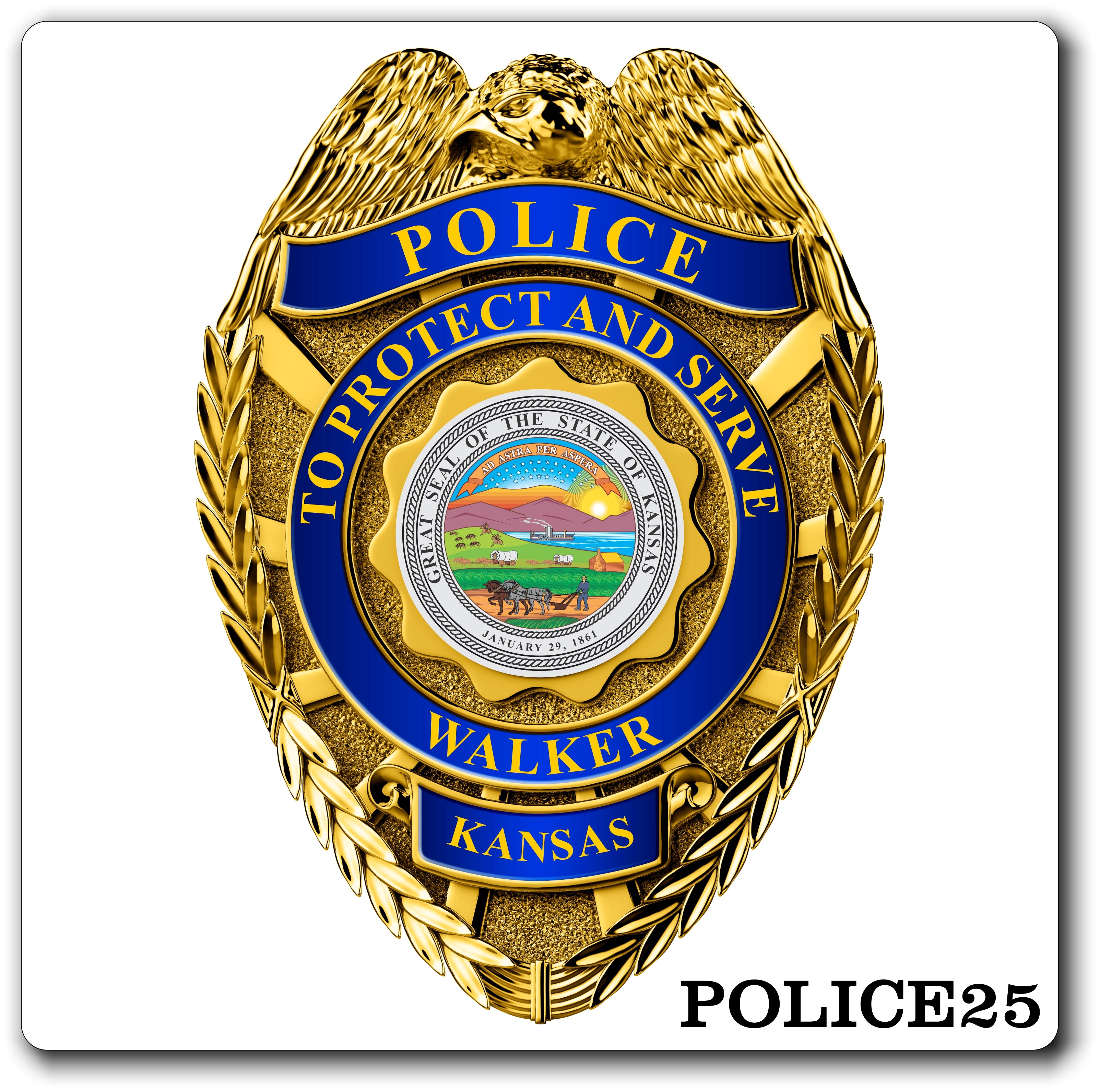 Custom Reflective Police / Law Enforcement Badge Decal / Sticker (PoliceDecal25R)