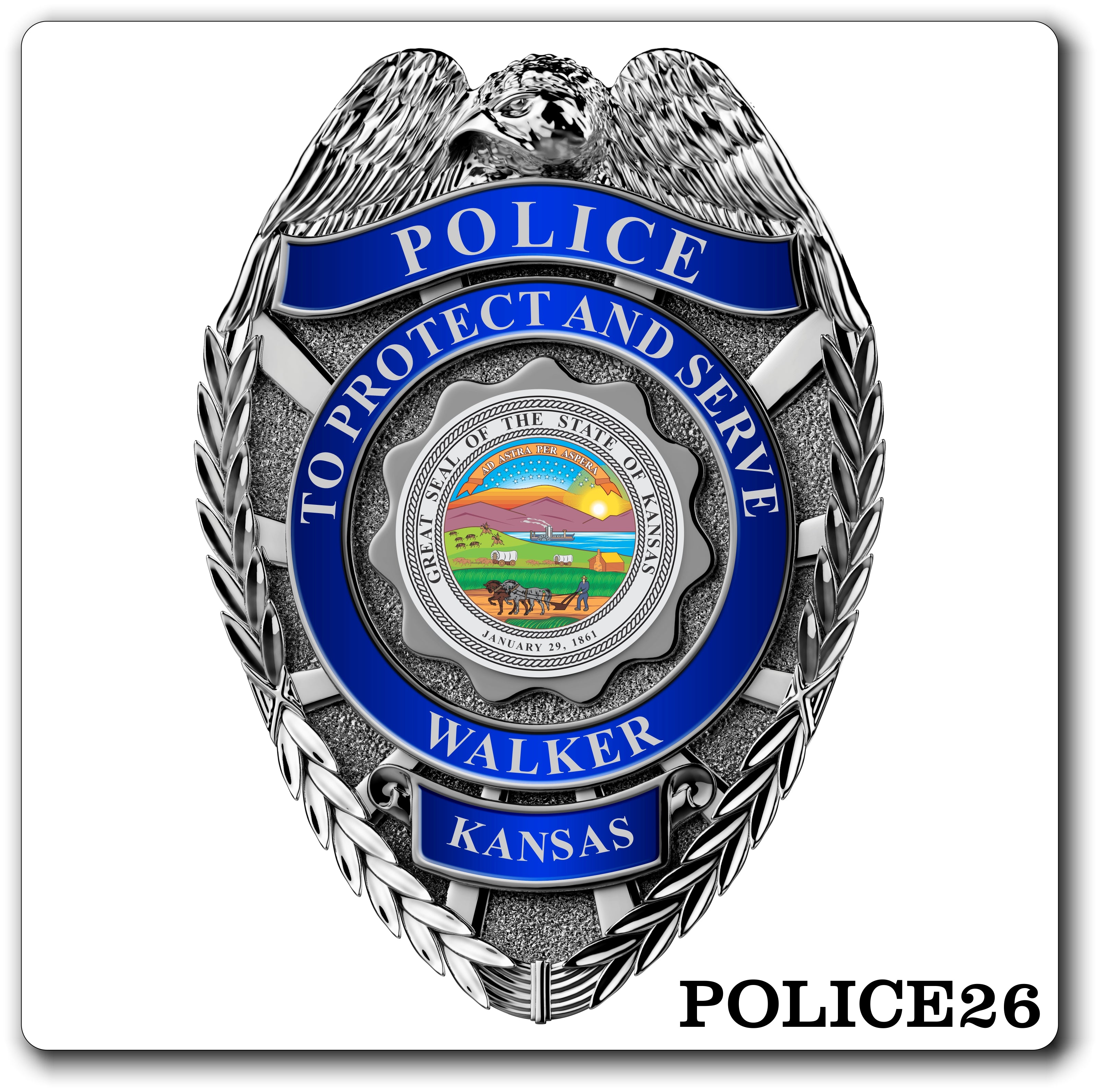 Custom Reflective Police / Law Enforcement Badge Decal / Sticker (PoliceDecal26R)