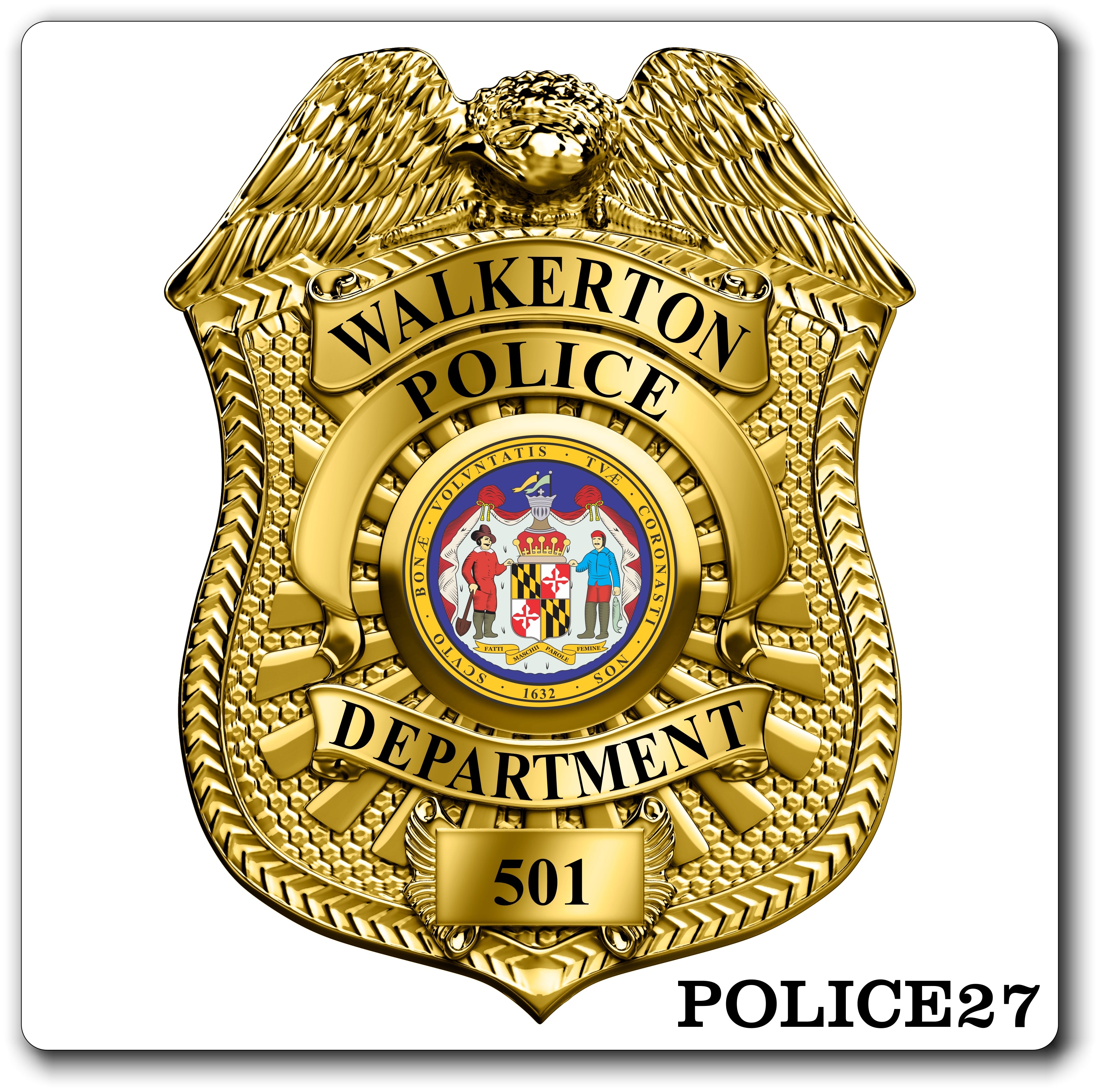 Custom Reflective Police / Law Enforcement Badge Decal / Sticker (PoliceDecal27R)