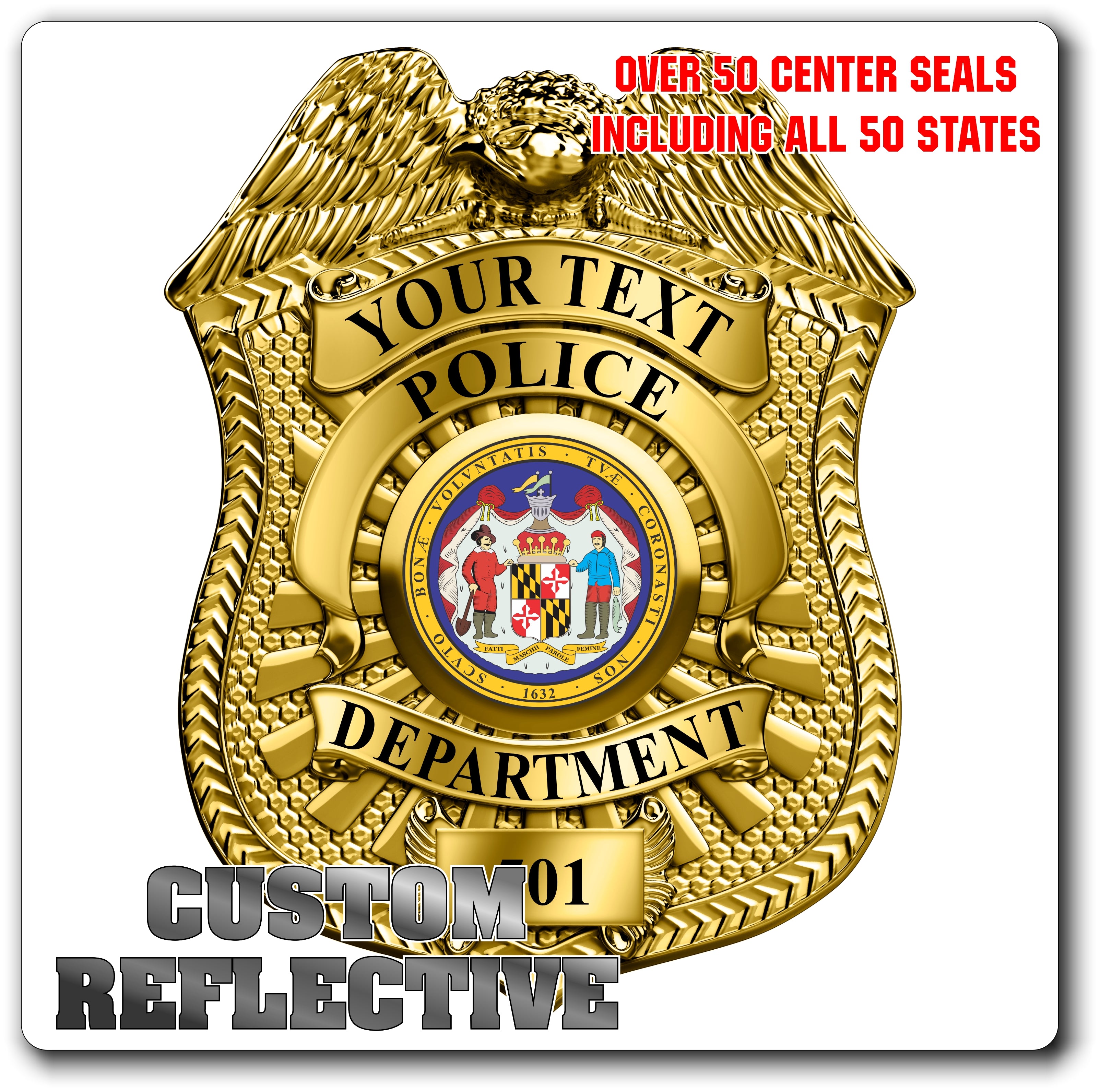 Custom Reflective Police / Law Enforcement Badge Decal / Sticker (PoliceDecal27R)
