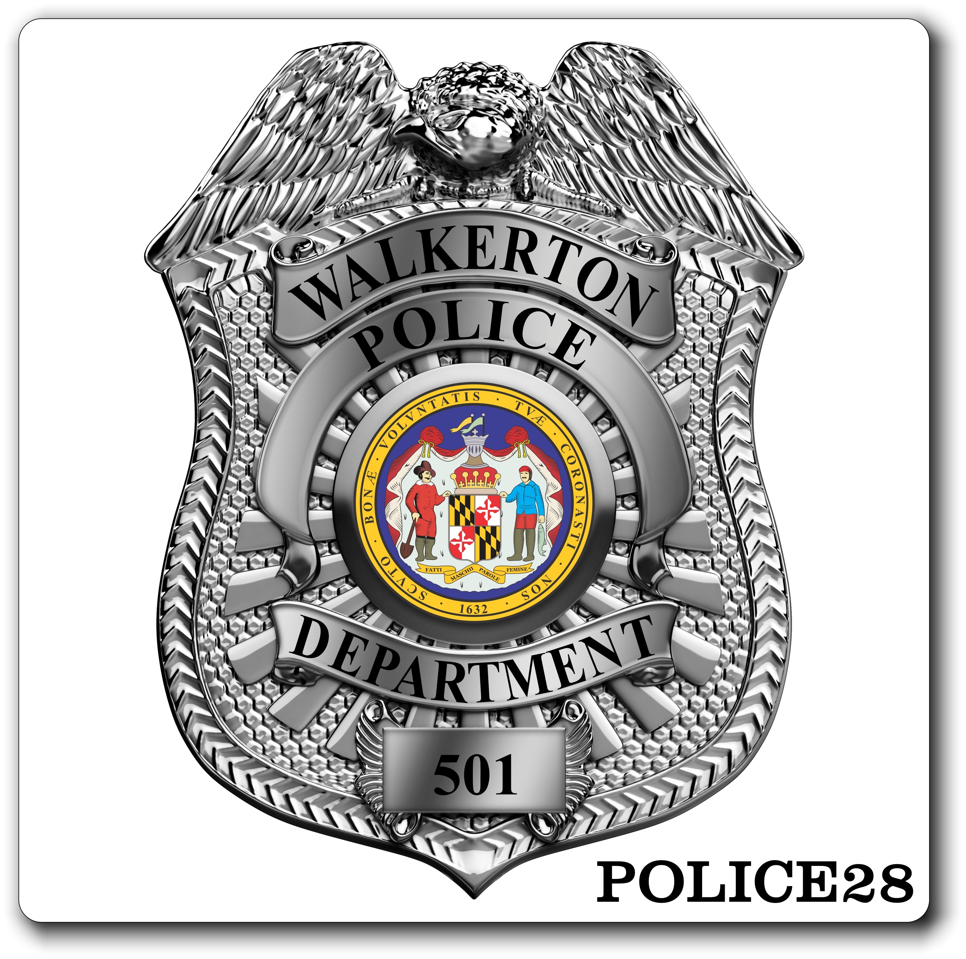 Custom Reflective Police / Law Enforcement Badge Decal / Sticker(PoliceDecal28R)