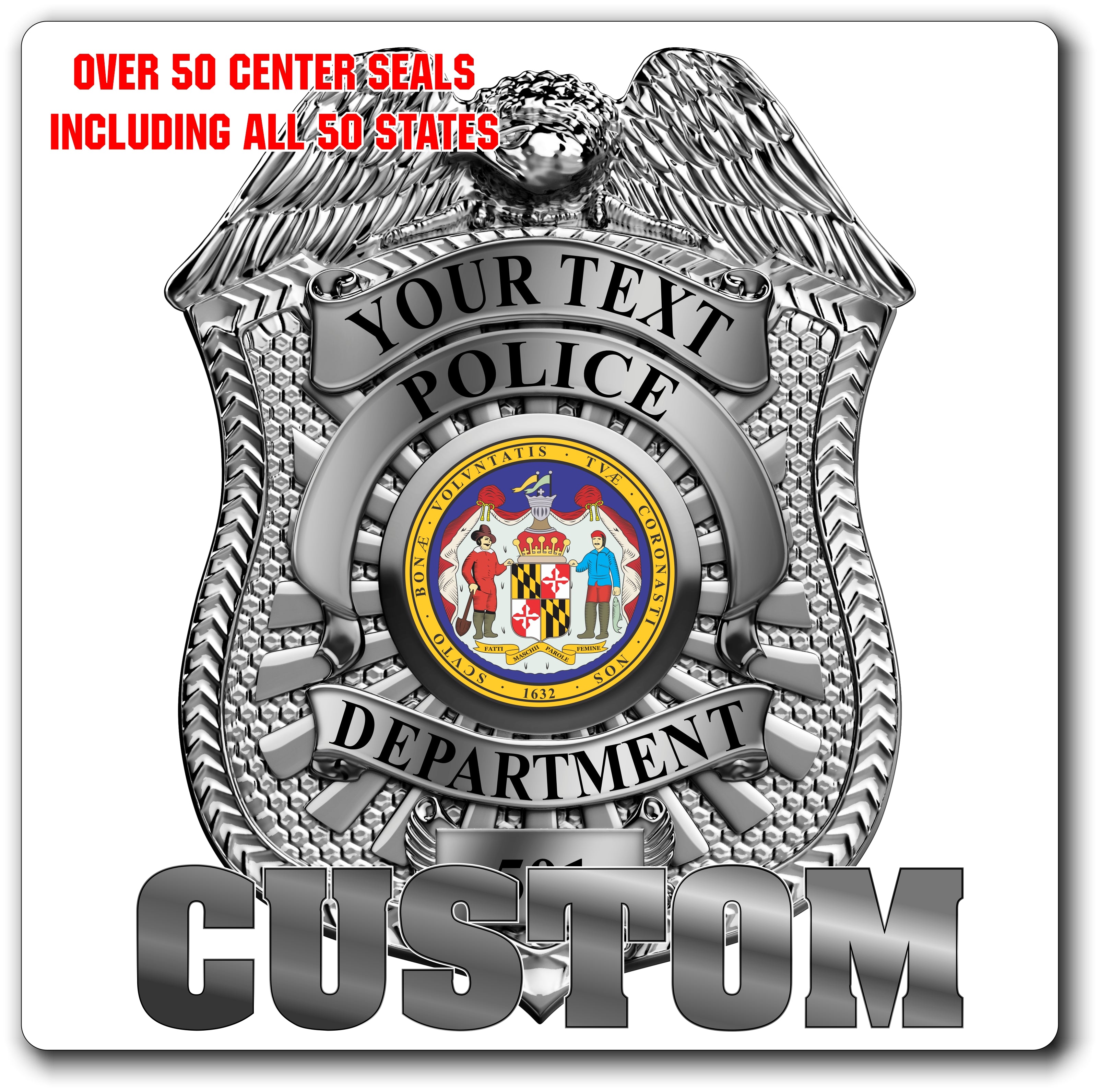 Custom Police / Law Enforcement Badge Decal / Sticker (PoliceDecal28)