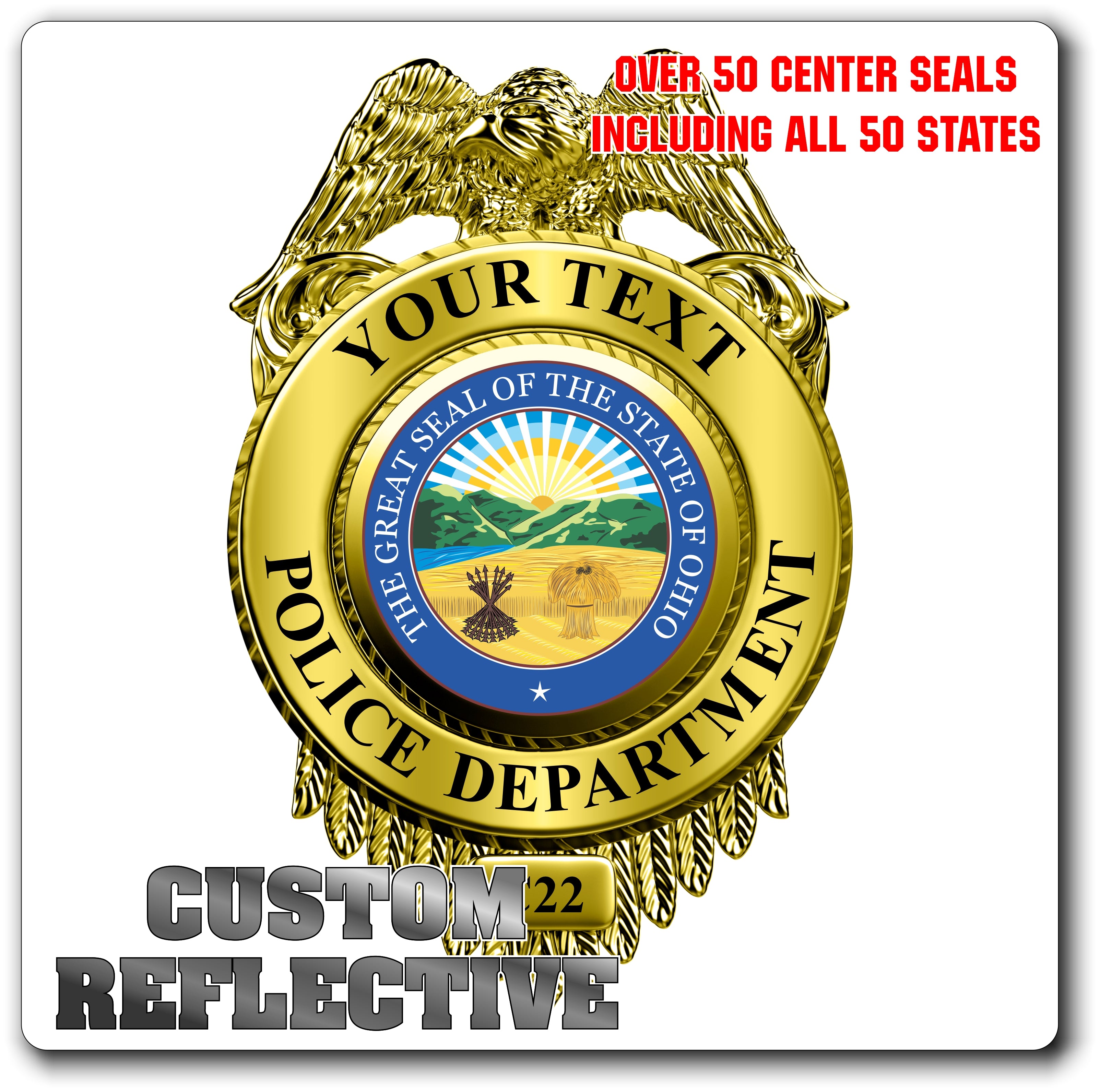 Custom Reflective Police / Law Enforcement Badge Decal / Sticker (PoliceDecal29R)