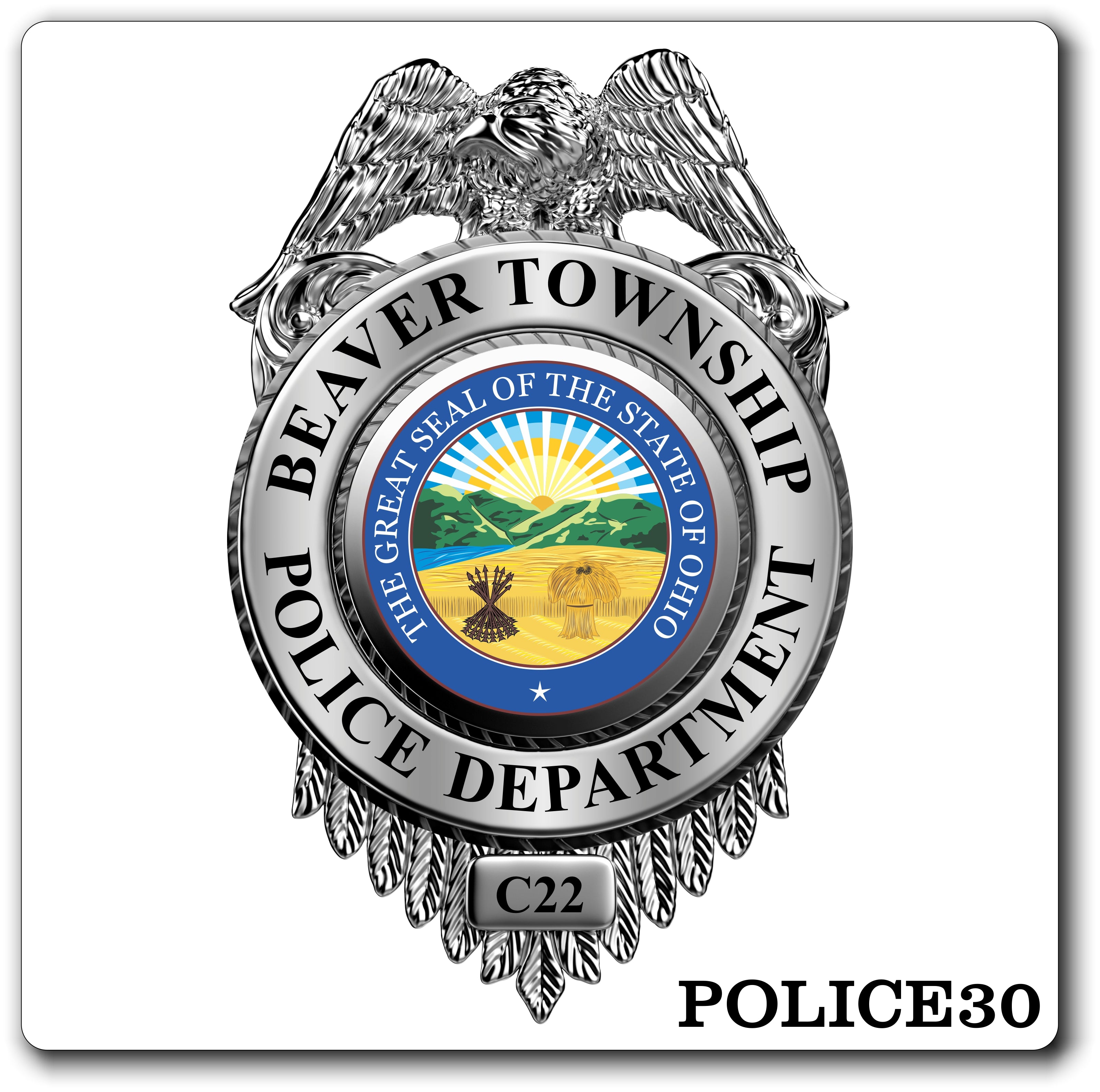Custom Reflective Police / Law Enforcement Badge Decal / Sticker (PoliceDecal30R)
