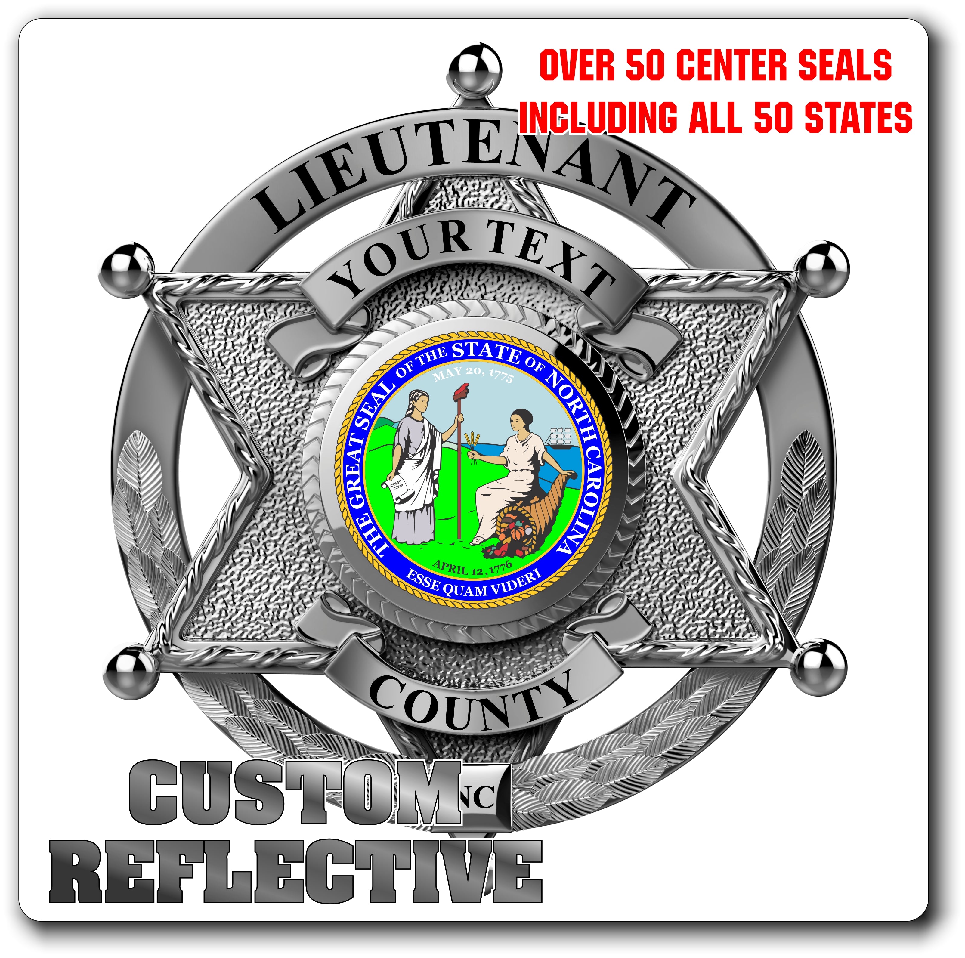 Custom Reflective Sheriff / Law Enforcement Badge Decal / Sticker (SheriffDecal5R)