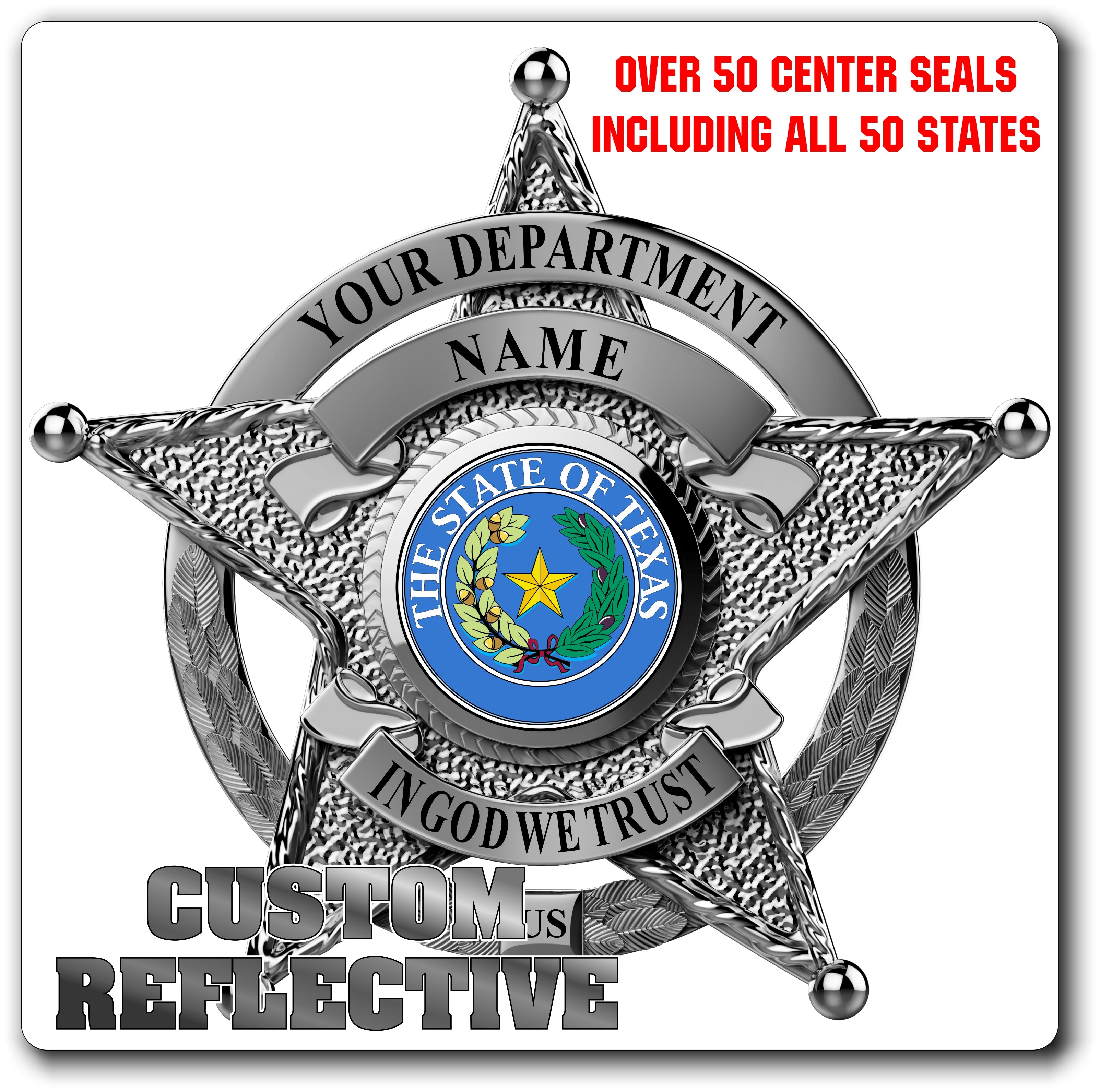 Custom Reflective Sheriff / Law Enforcement Badge Decal / Sticker (SheriffDecal8R)
