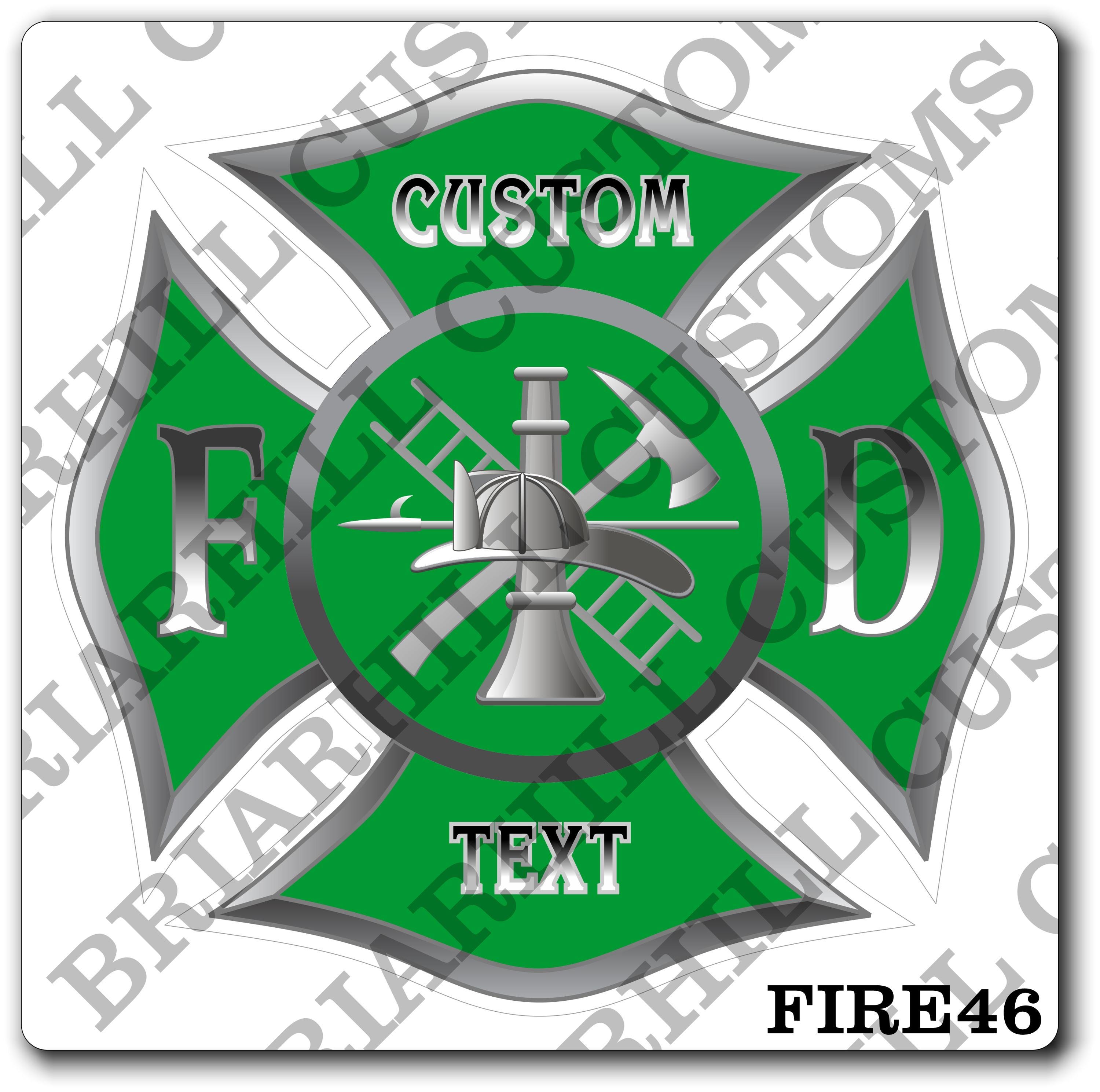 Custom Fire Department Green Maltese Decal, Sticker (FireDecal46)