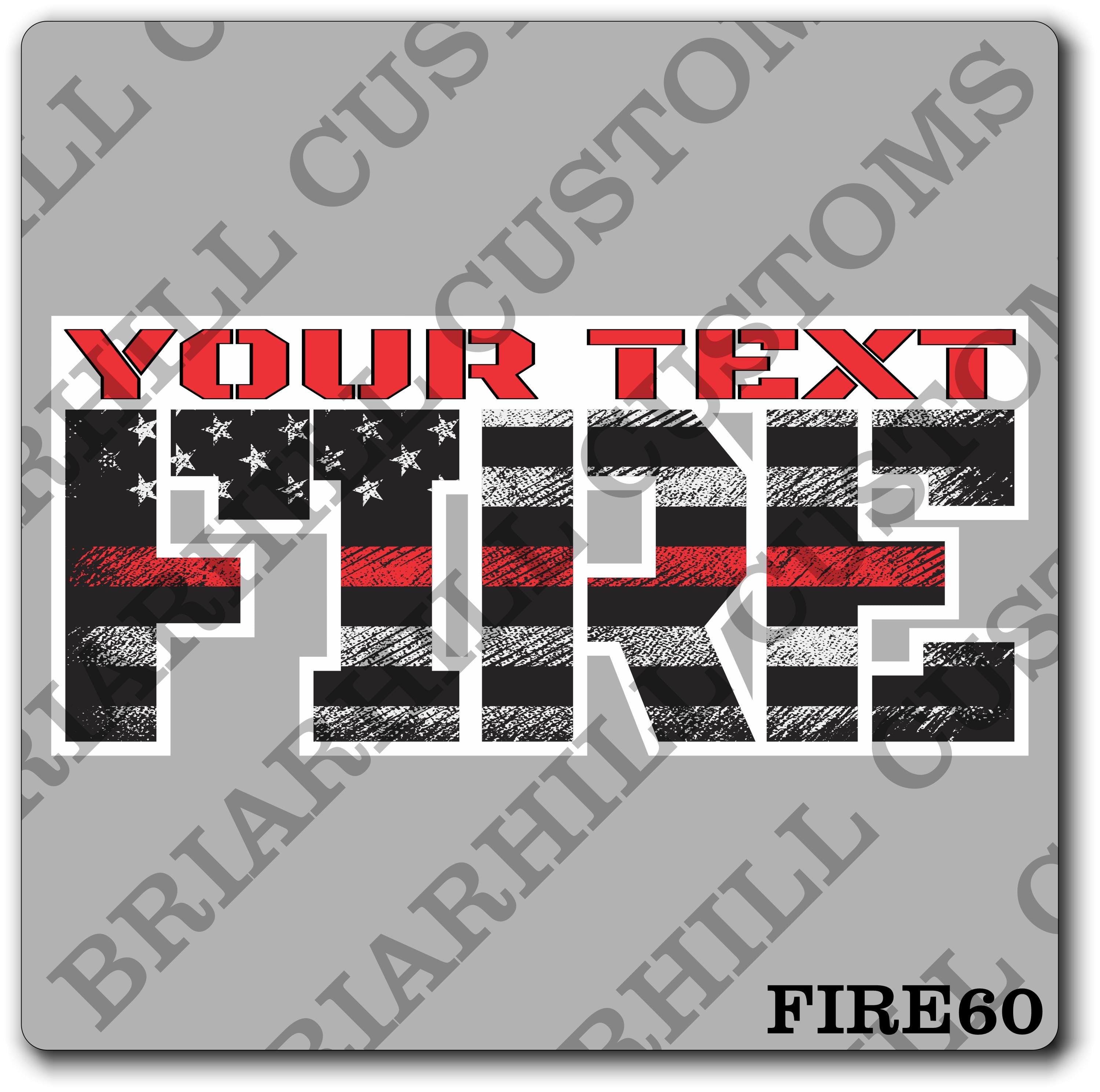 Custom Fire Department Red Line Flag Decal, Sticker (FireDecal60)