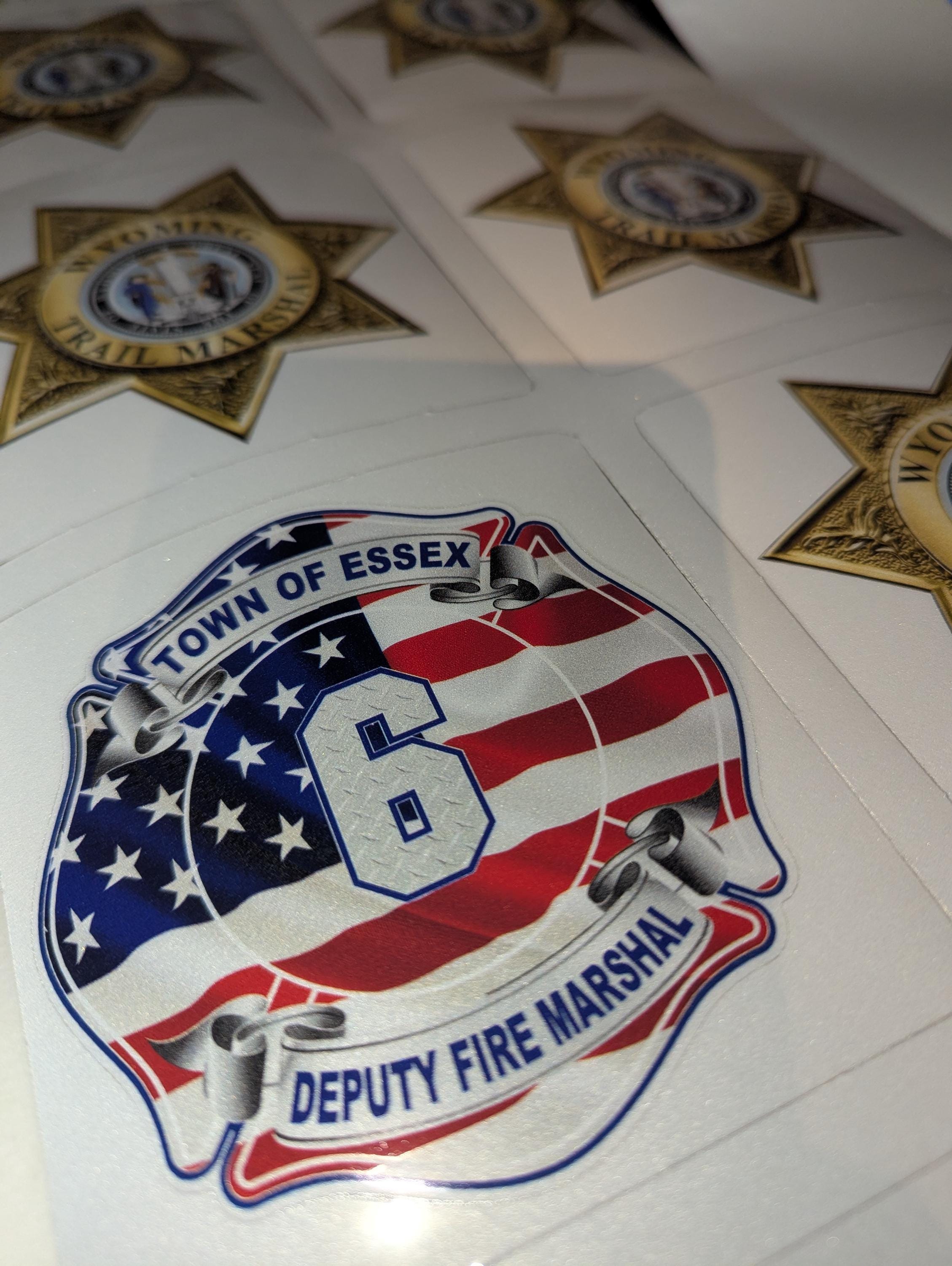 Custom Fire Department American Flag Diamond Plate Maltese Decal, Sticker (FireDecal16)