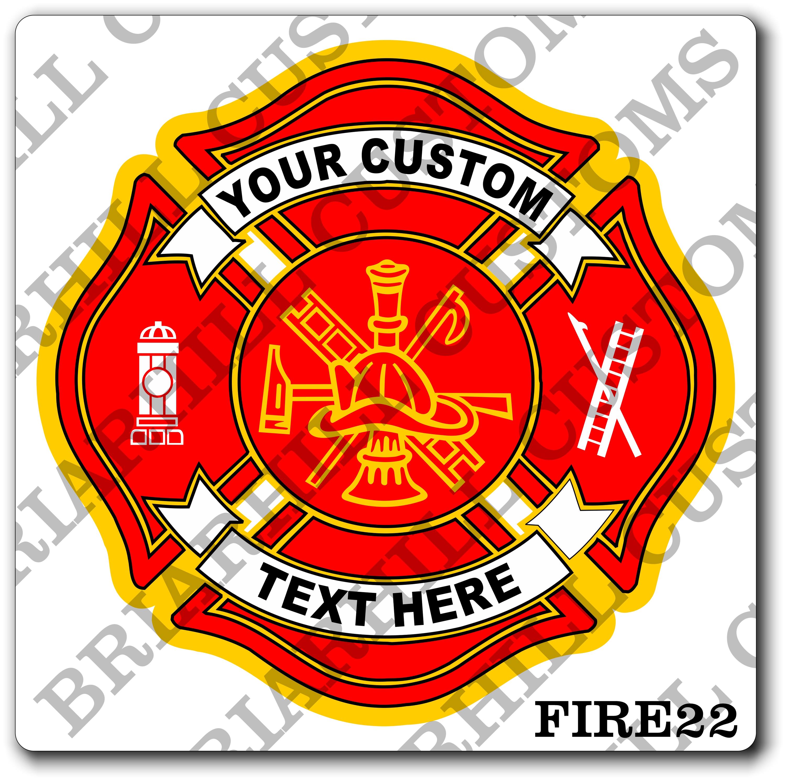 Custom Fire Department Maltese Decal, Sticker (FireDecal22)