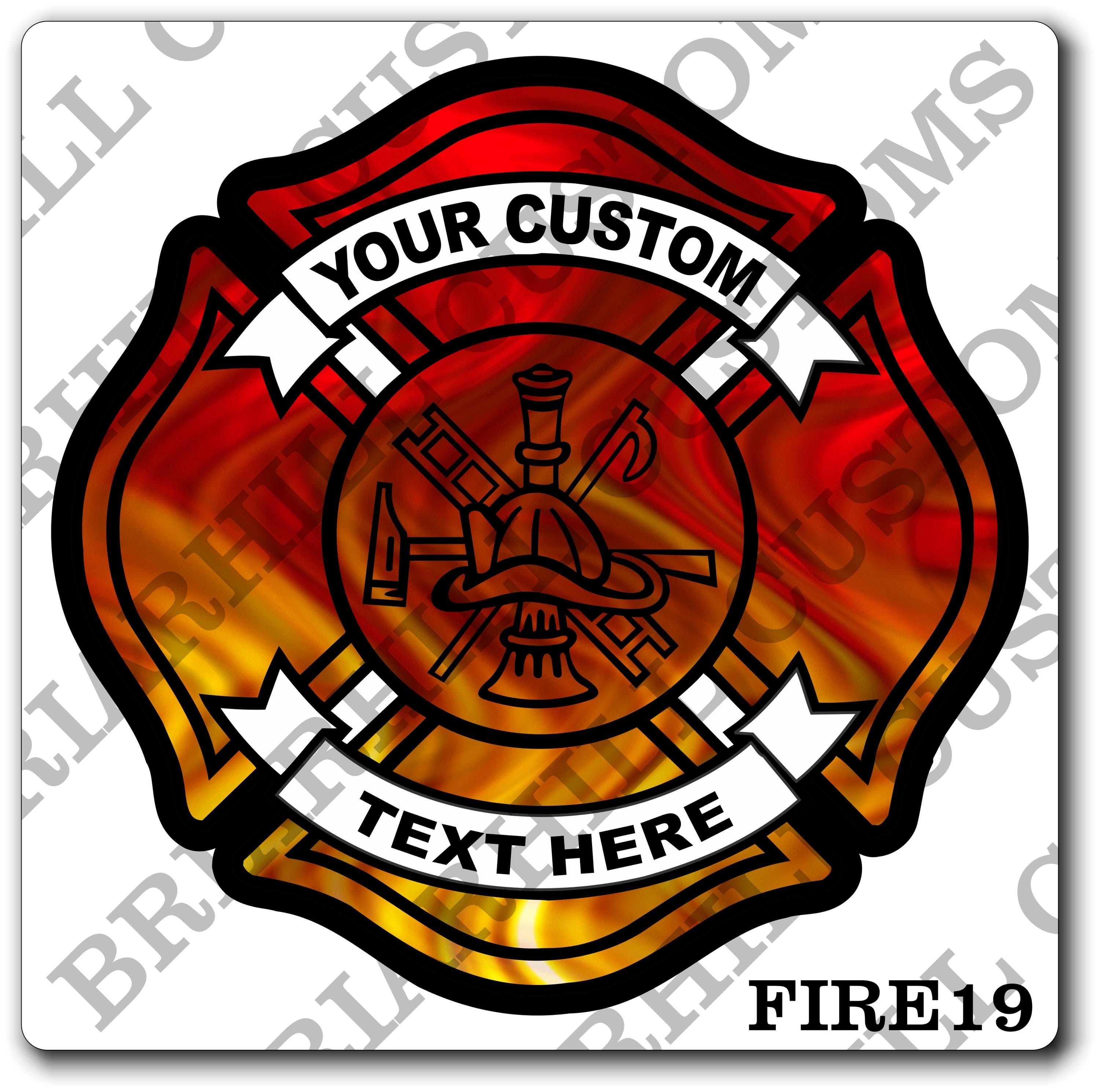 Custom Reflective Fire Department Flames Scramble Maltese Decal, Sticker (FireDecal19R)