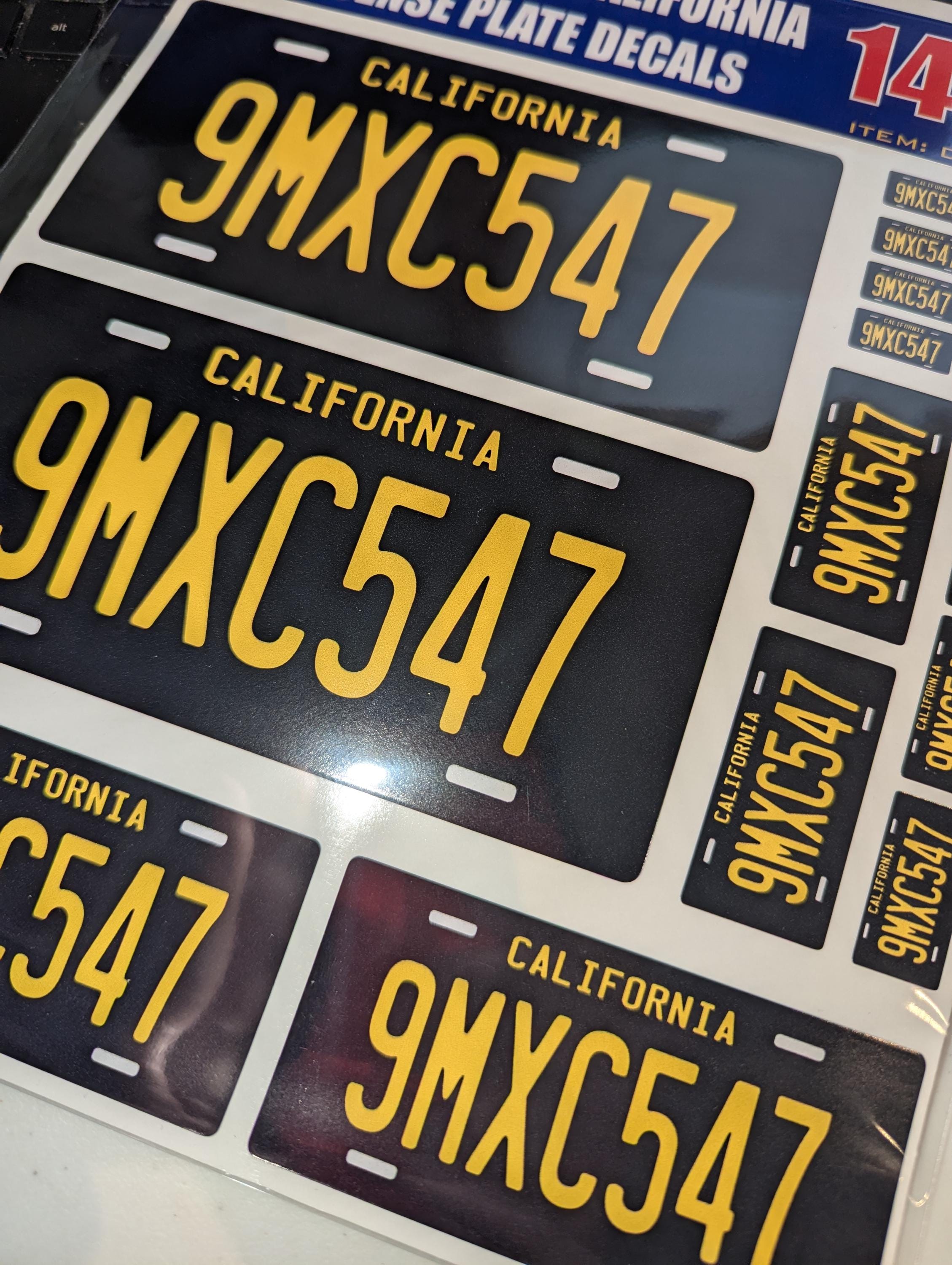 Personalized California License Plate Decals - Stickers Version 4 ( Sheet of 14 Stickers )