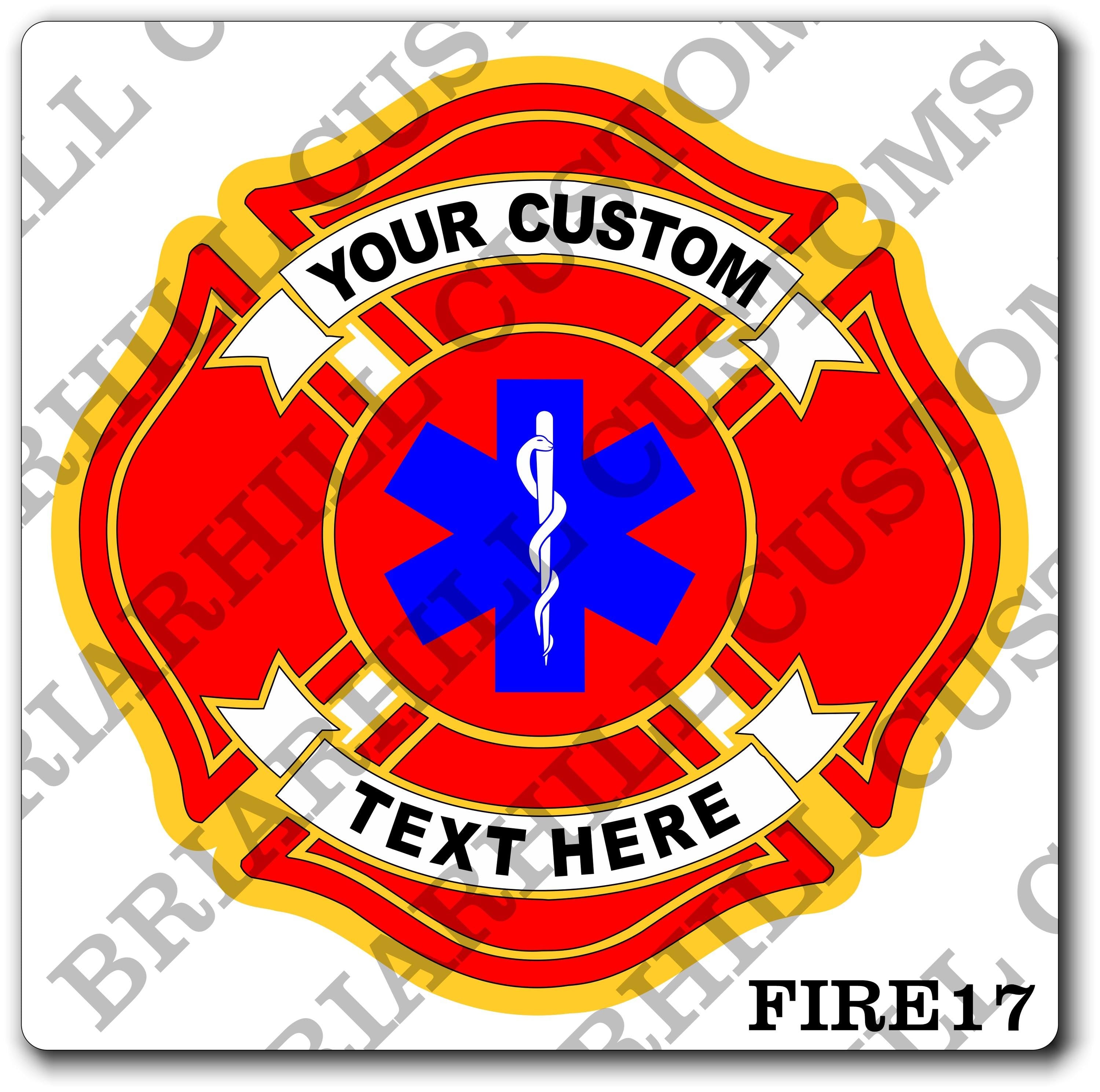 Custom Fire Department Maltese Star of Life Decal, Sticker (FireDecal17)