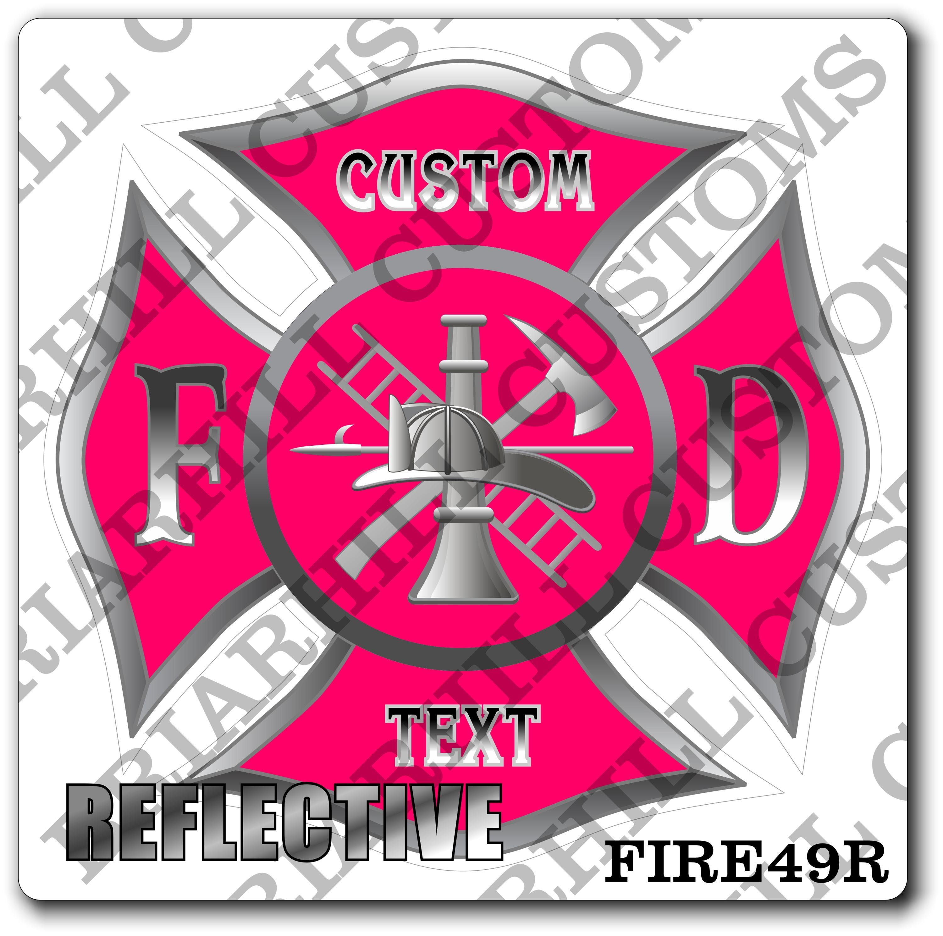 Custom Reflective Fire Department Pink Maltese Decal, Sticker (FireDecal49R)